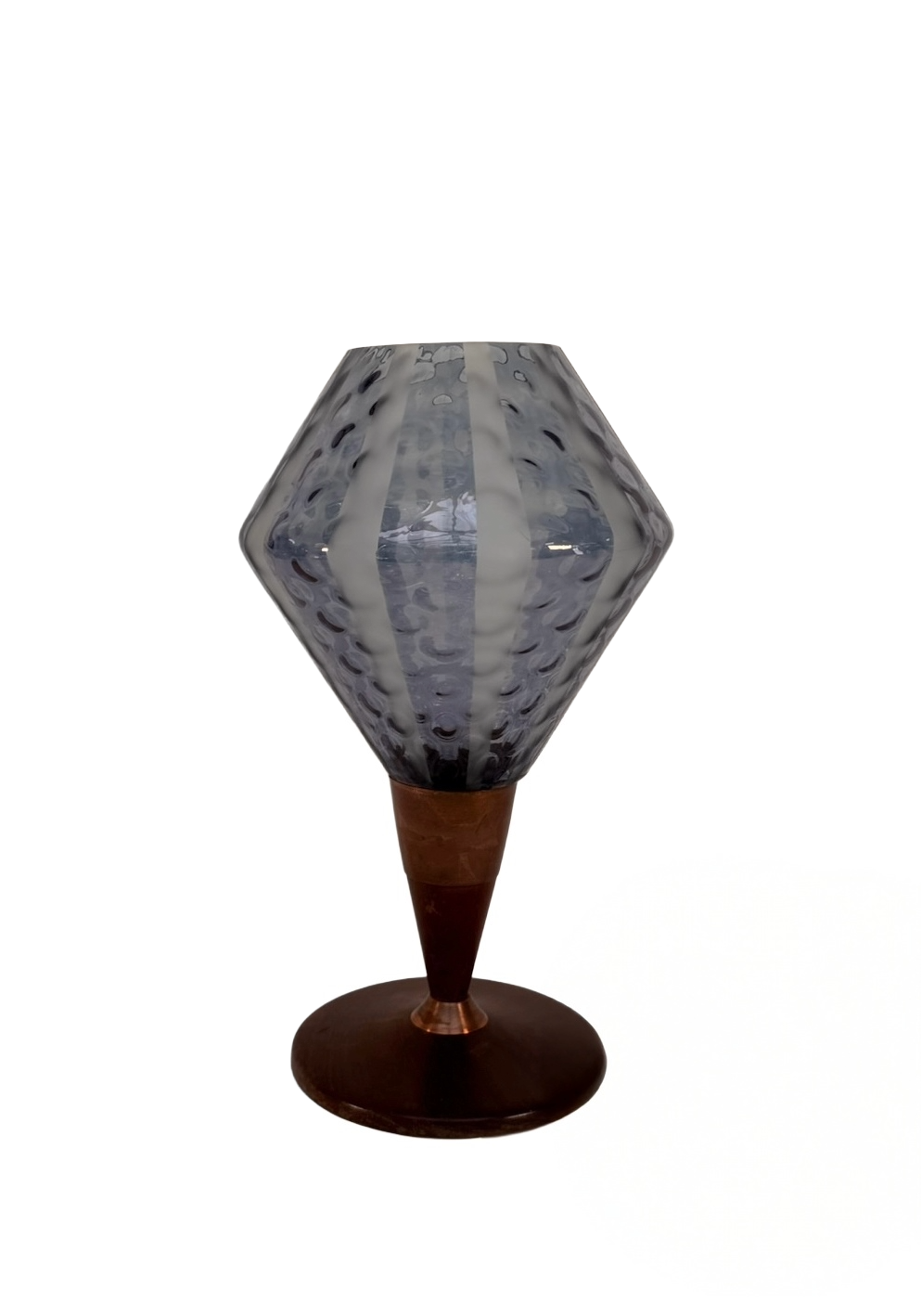 Italian Mid Century Glass & Wood Table Lamp