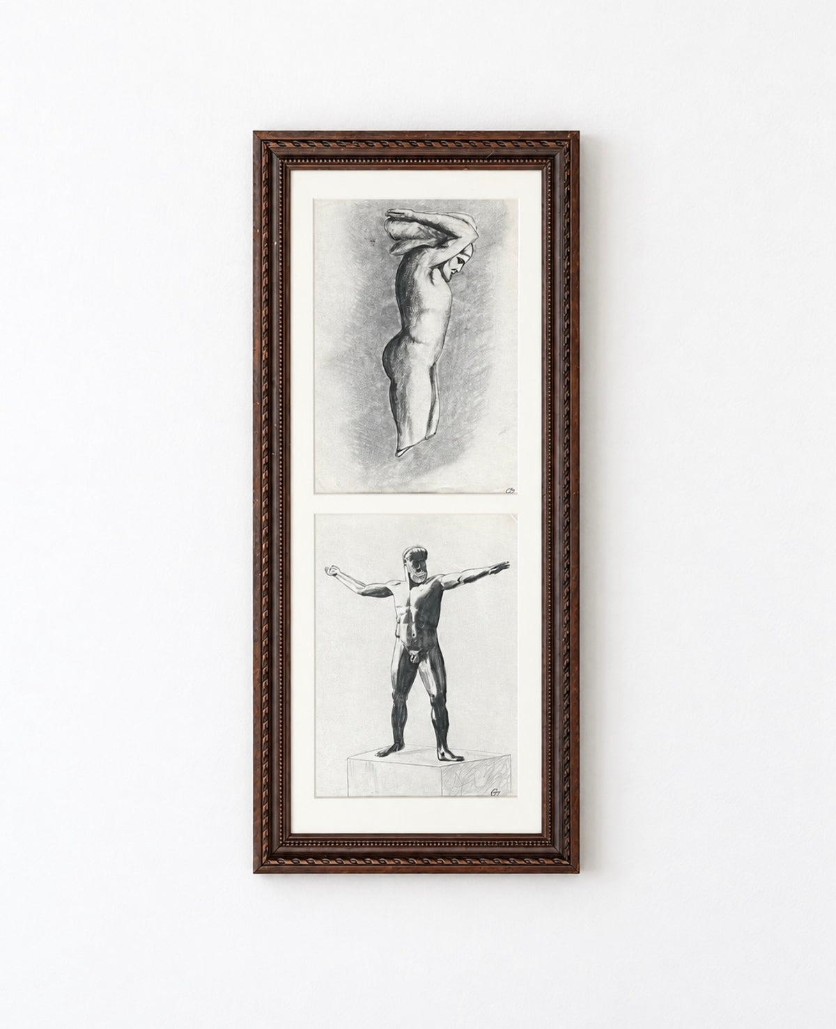 Pair of Stylised French Academic Male Figure Studies