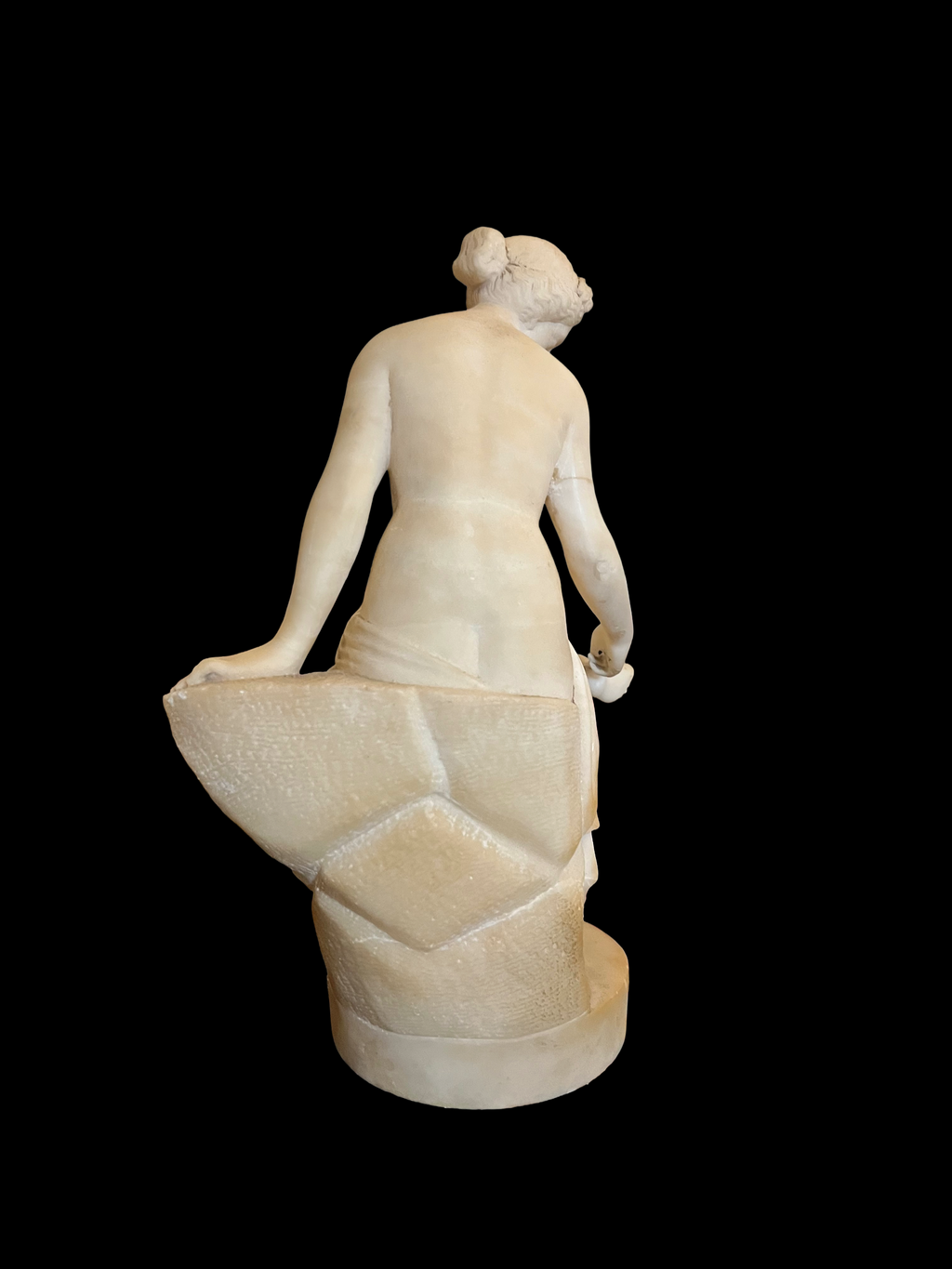 19th Century Alabaster Sculpture Of A Seated Nymph
