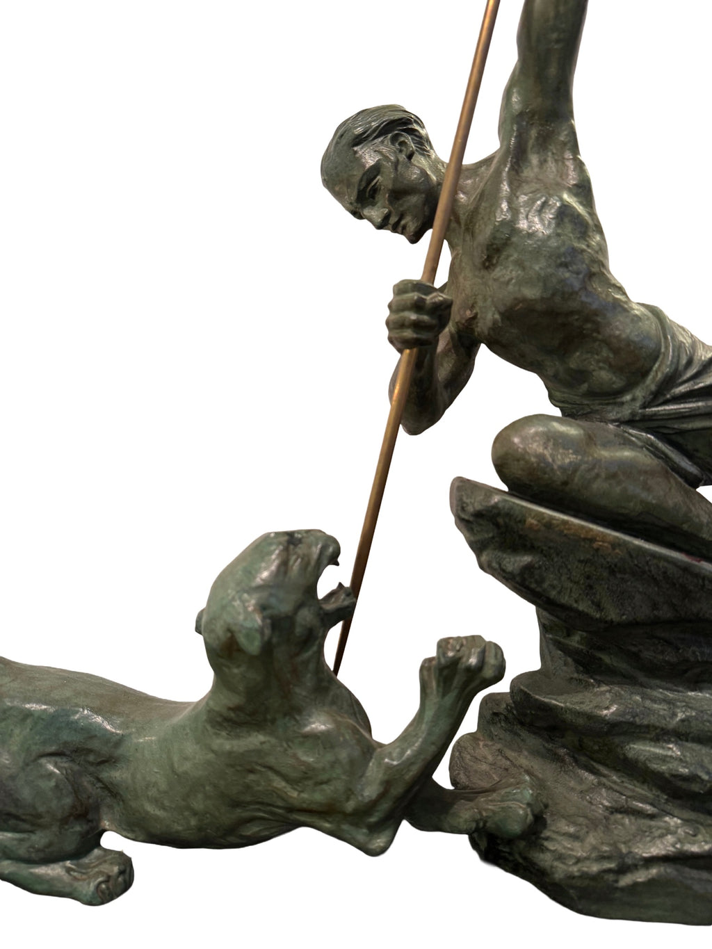 “Le Chasseur de Fauve” Bronzed Hunter Sculpture by Rene Andre Varnier