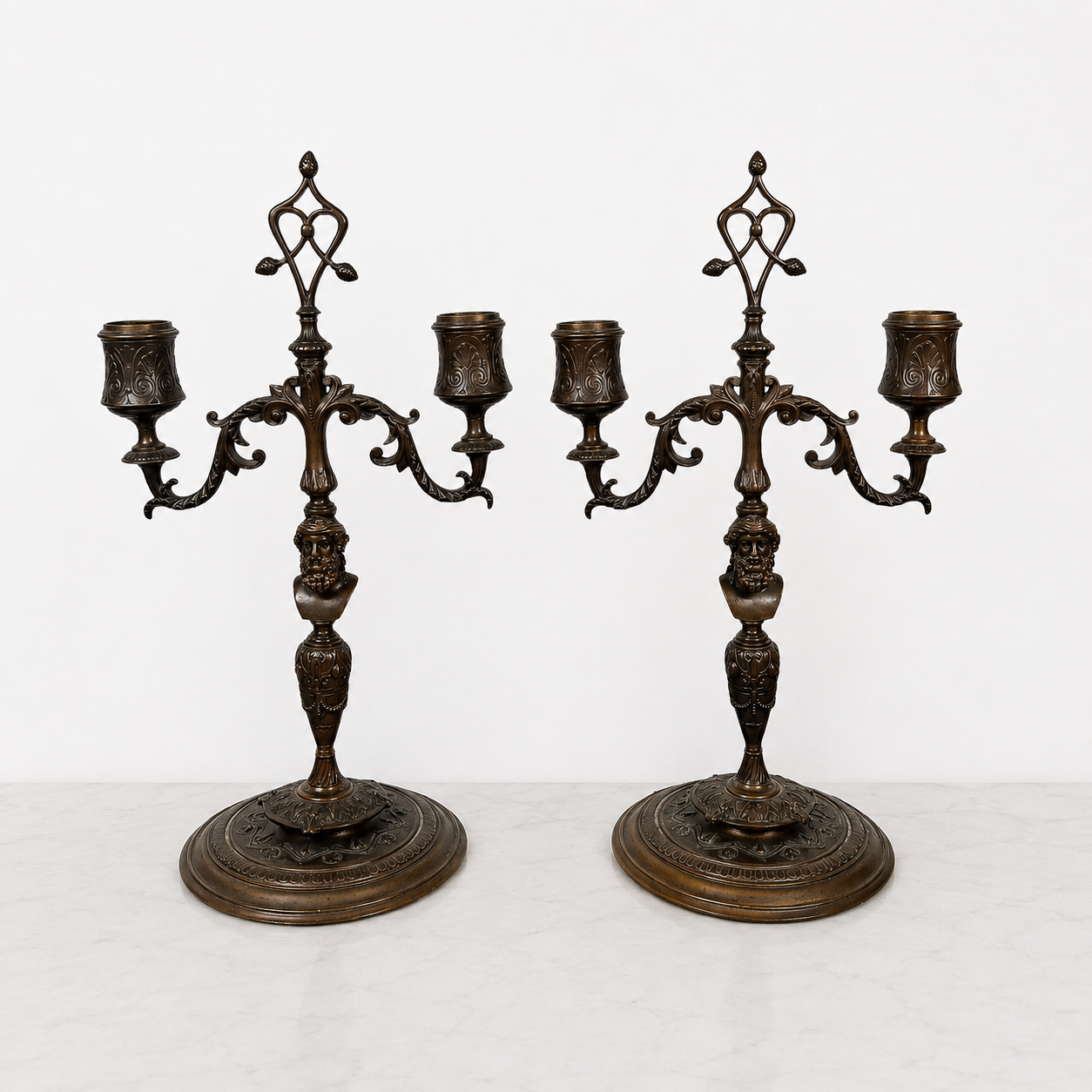 Pair Of F. Barbedienne Bronze Candelabras