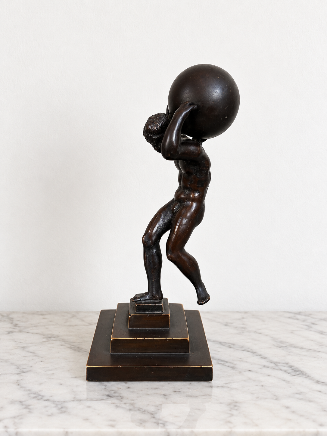 Grand Tour Bronze Atlas Holding the Globe Classical Sculpture