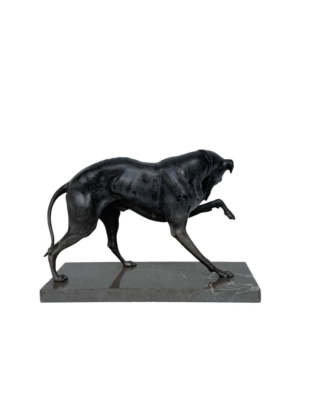 Spelter Dog On Marble Base Attributed To Pierre Jules Mene