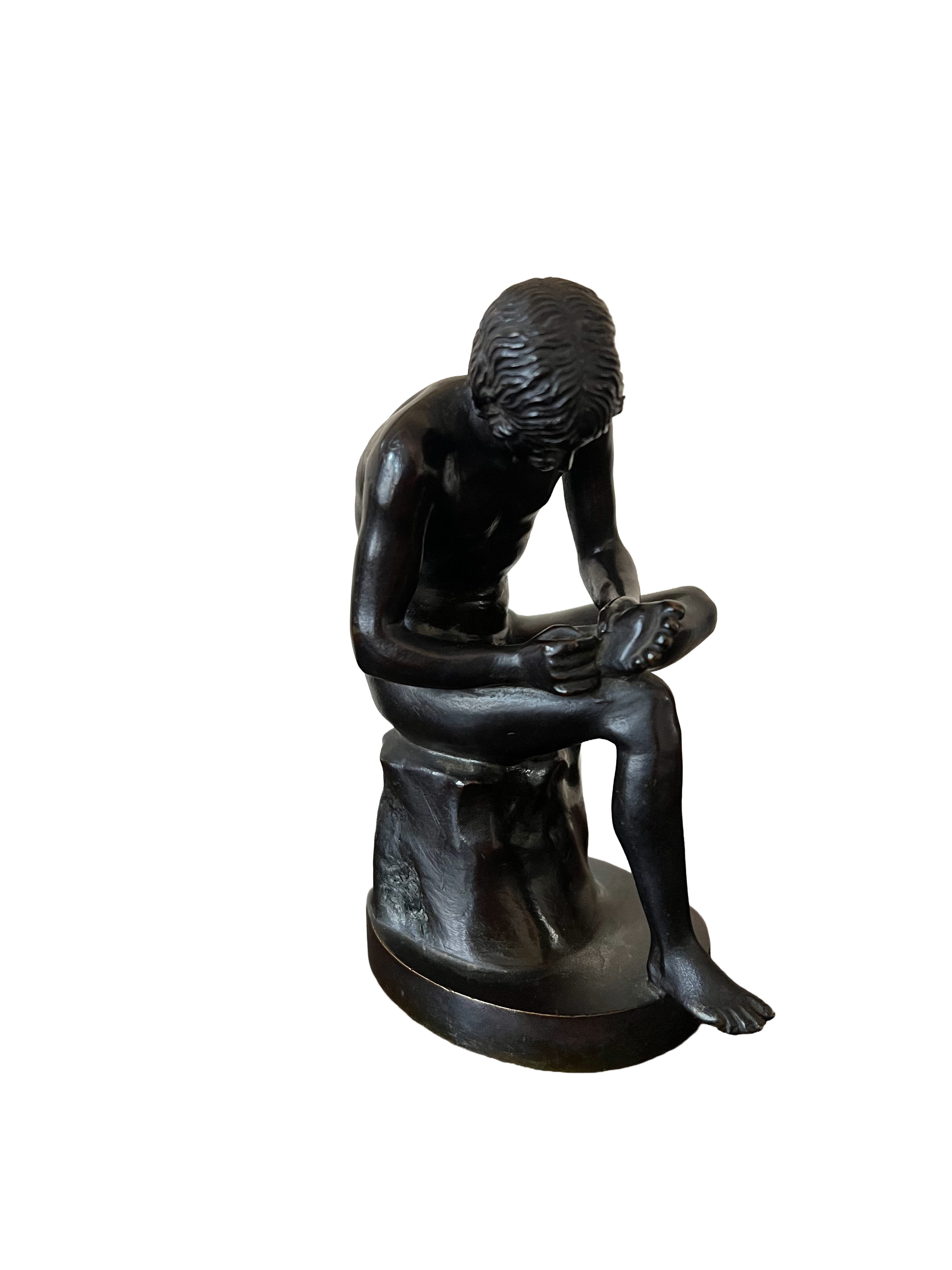 19th Century Roman Spinario Thorn Puller Grand Tour Bronze Sculpture