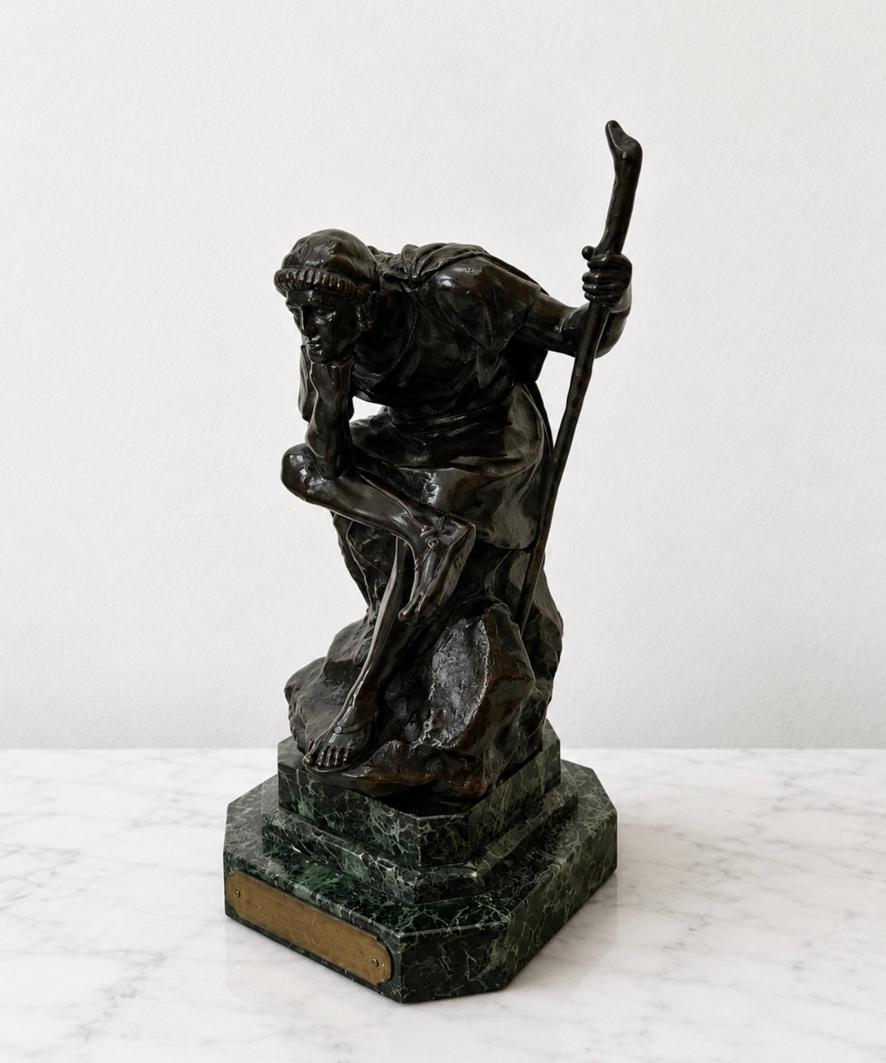 Oedipus Meditating Bronze Sculpture By Henri Daniel Contenot