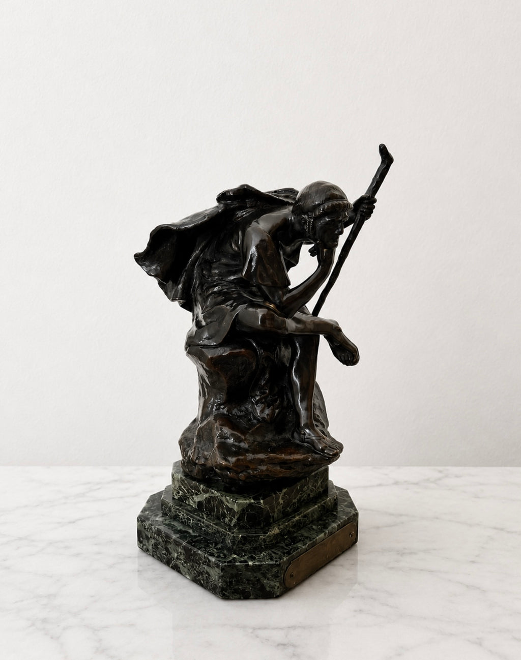Oedipus Meditating Bronze Sculpture By Henri Daniel Contenot