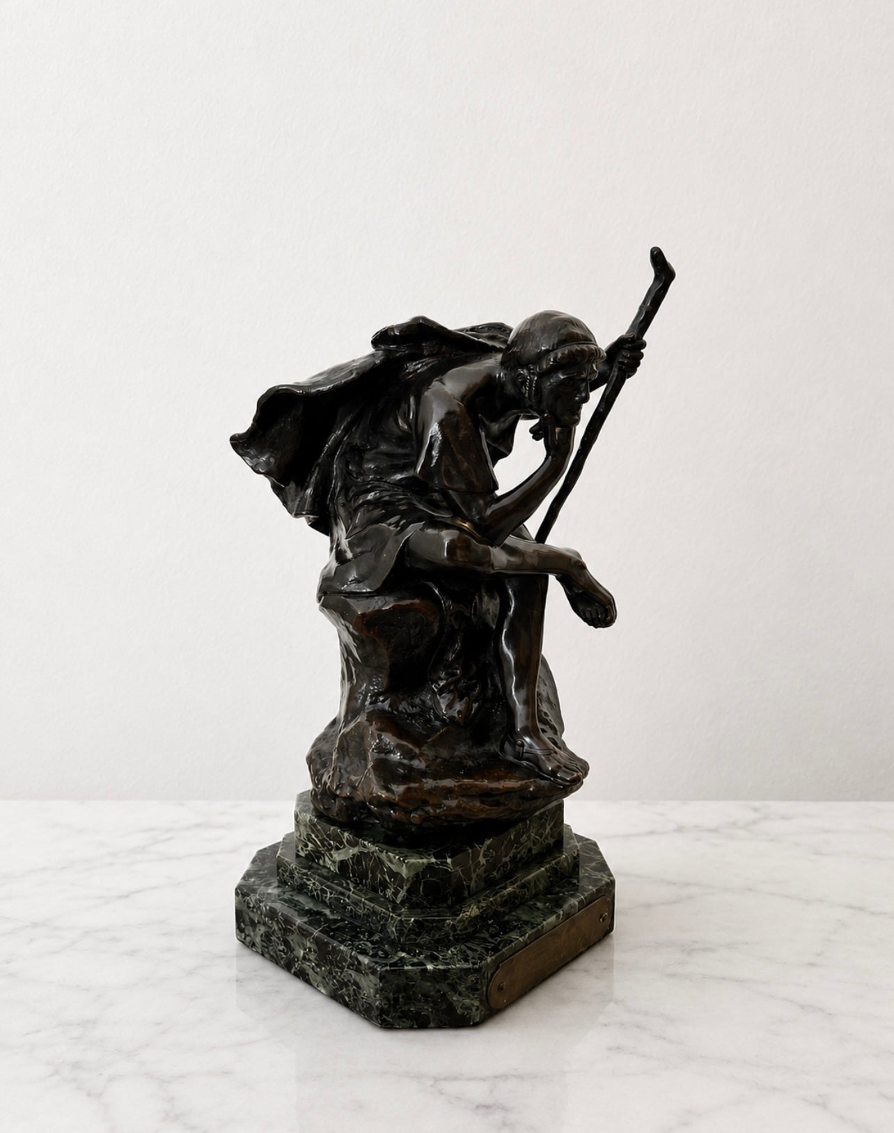 Oedipus Meditating Bronze Sculpture By Henri Daniel Contenot