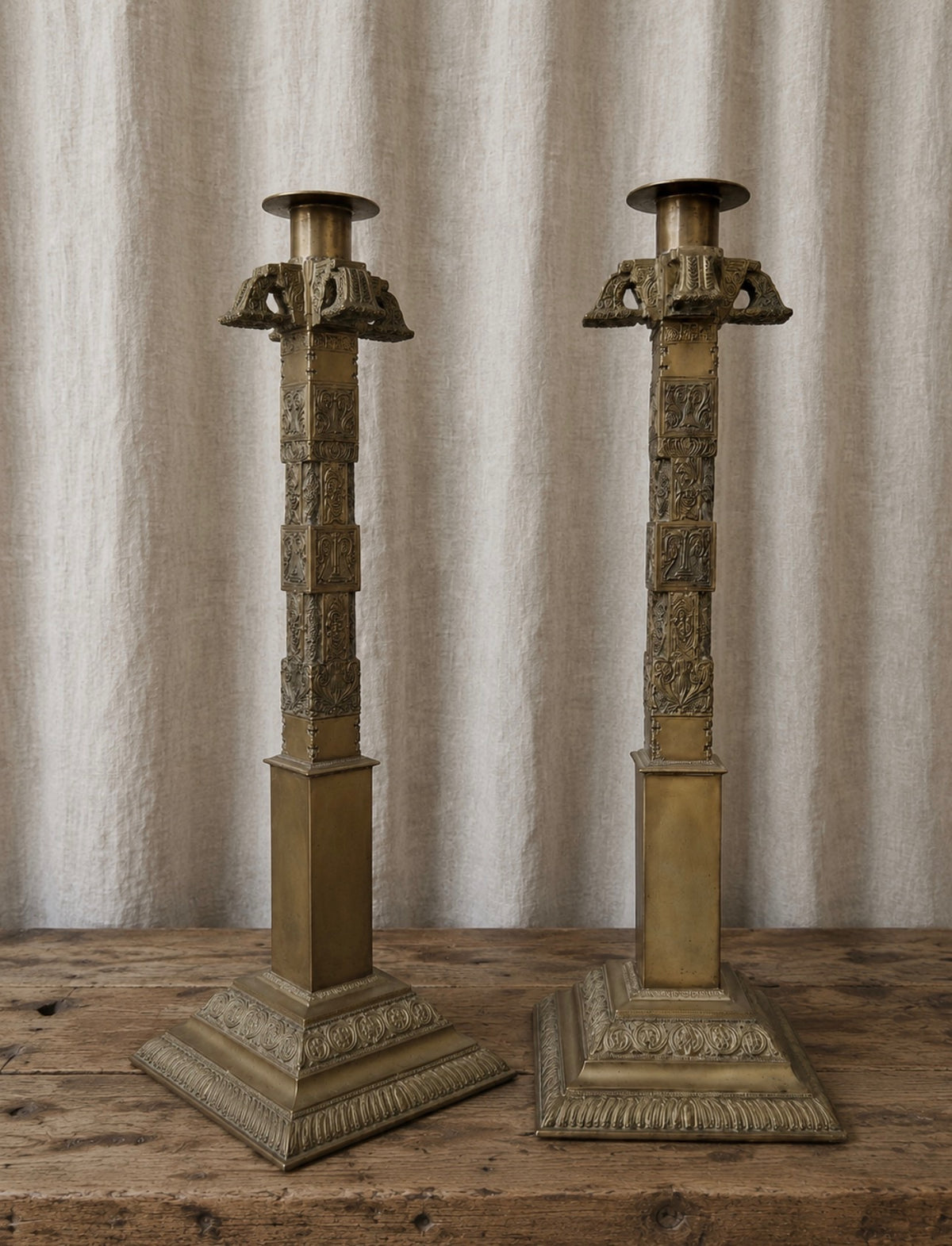 Large Pair of 19th Century Ceylonese Candle Sticks