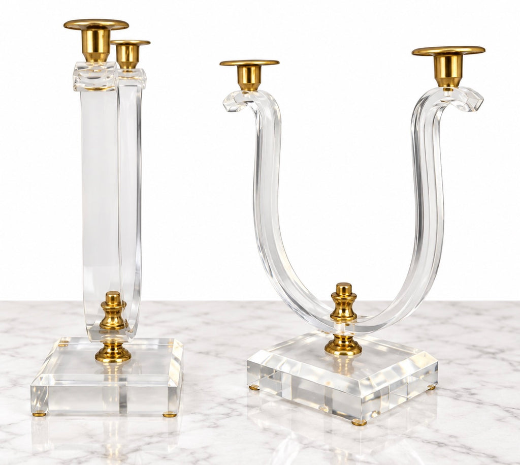 Lucite Double Arm Candle Sticks