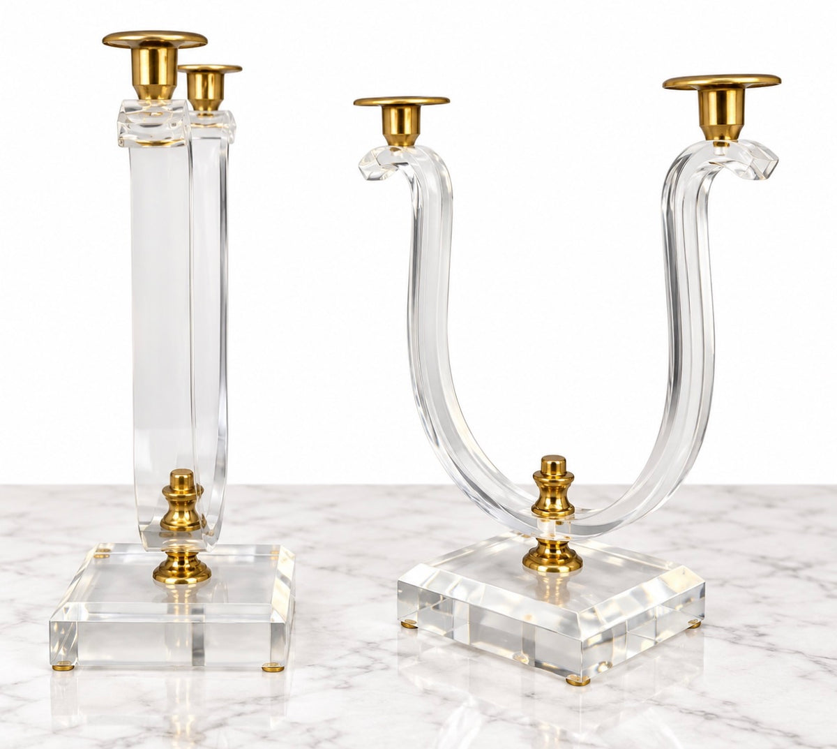 Lucite Double Arm Candle Sticks