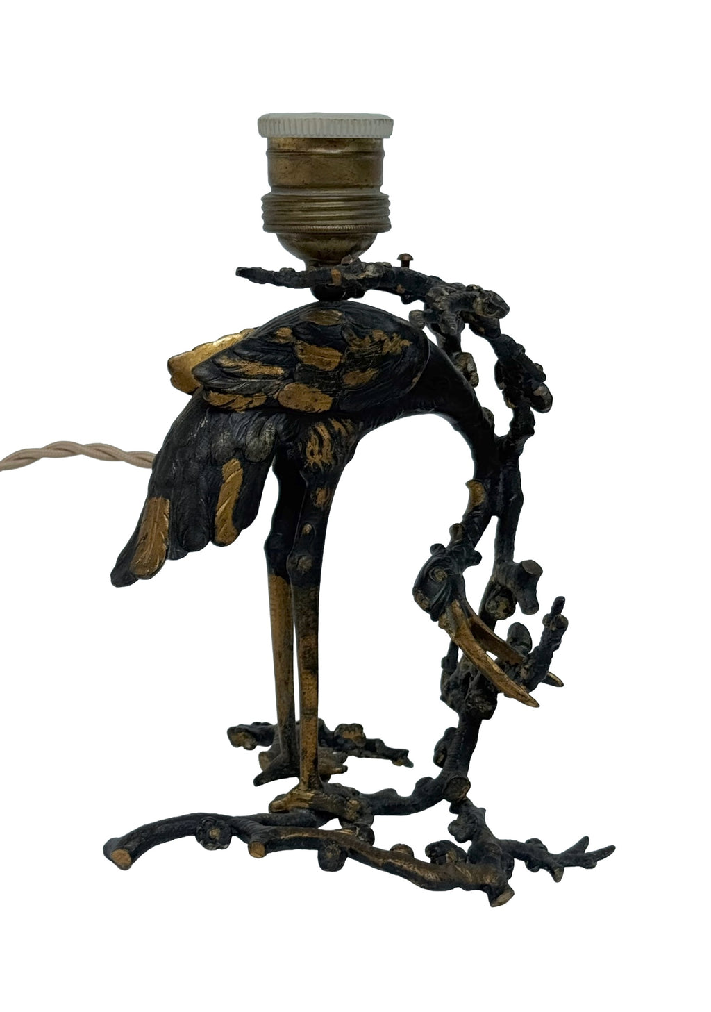 Bronze Late 19thC Chinese Crane Lamp
