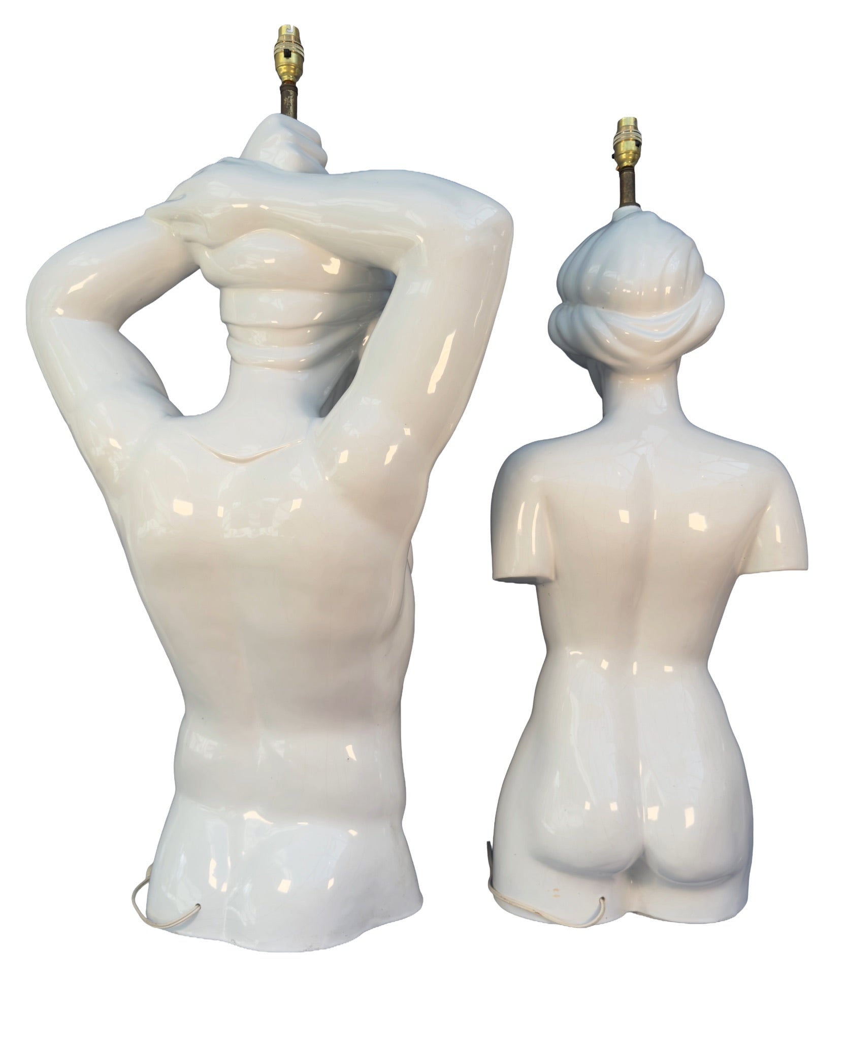 Pair Ceramic Table Lamps by Giulio Ciniglia for Vivai del Sud, Italy c.1970s