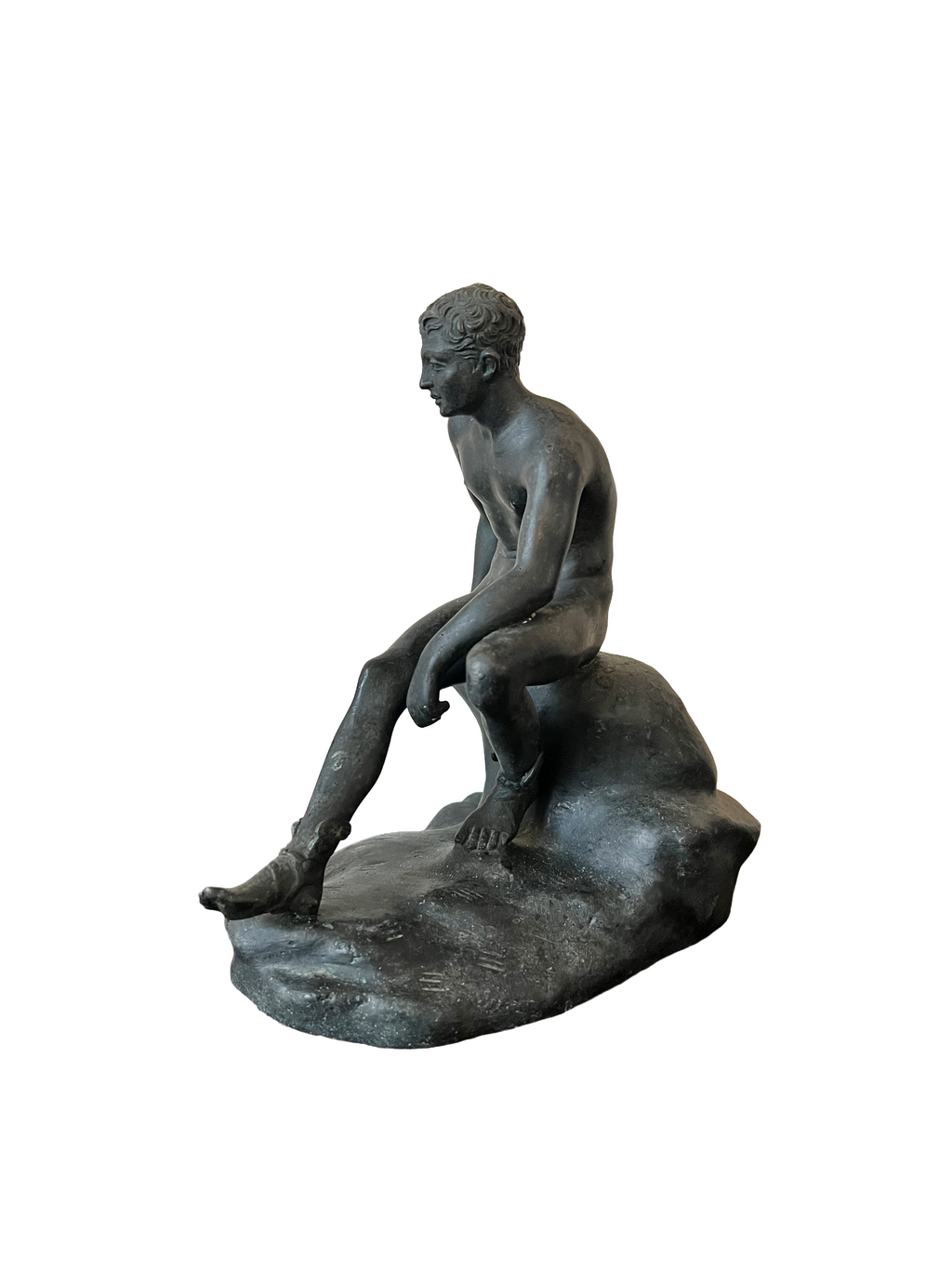 19th Century Antique Grand Tour Seated Hermes Bronze Sculpture