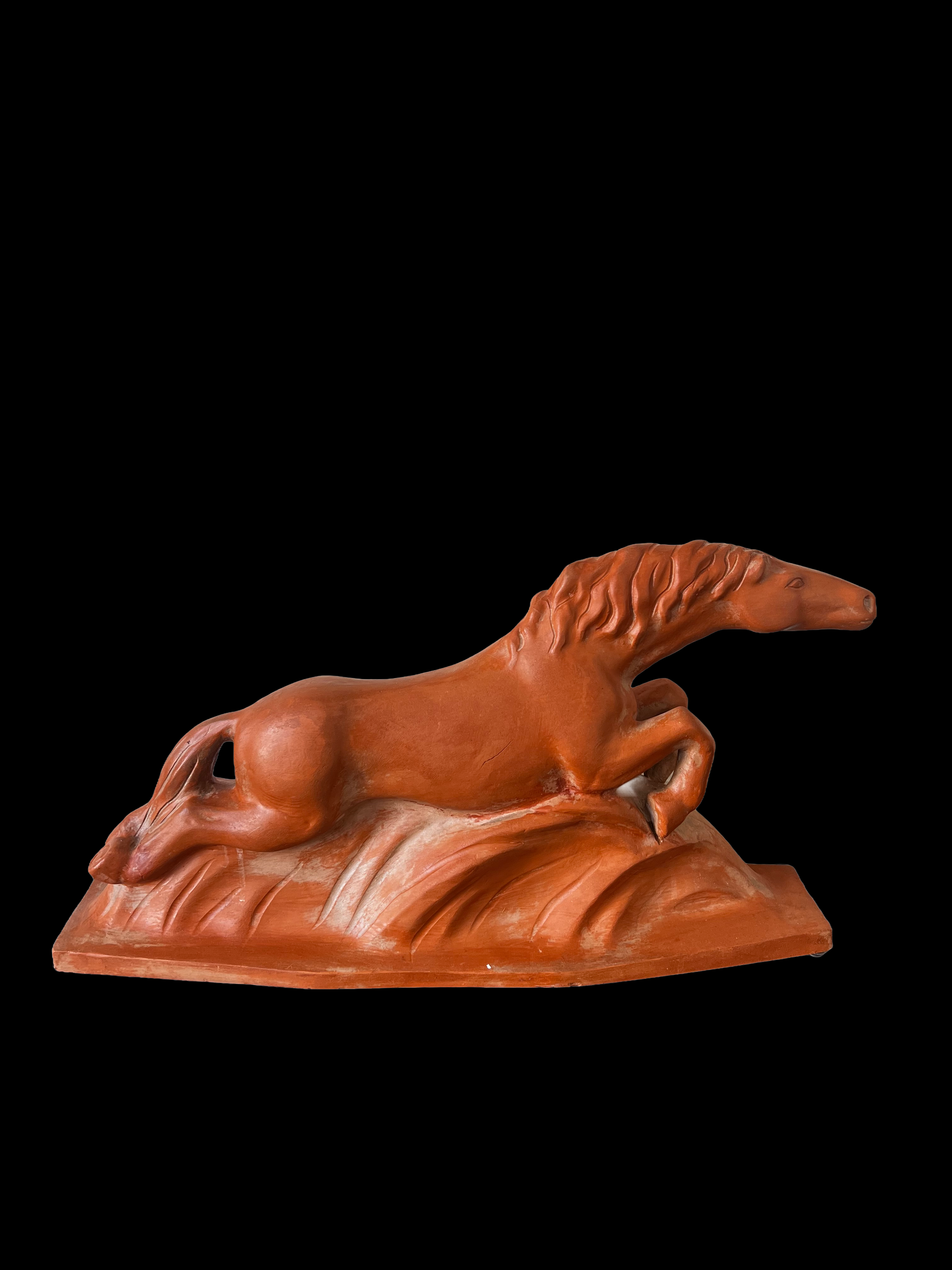 Art Deco Terracotta Sculpture Of A Leaping Horse