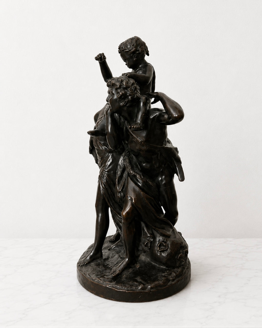 Antique French Bronze Sculpture By Clodion Bacchus Group