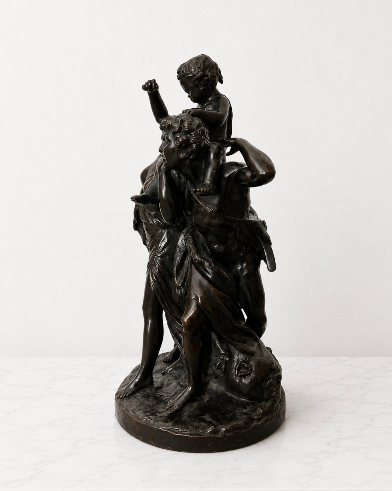 Antique French Bronze Sculpture By Clodion Bacchus Group
