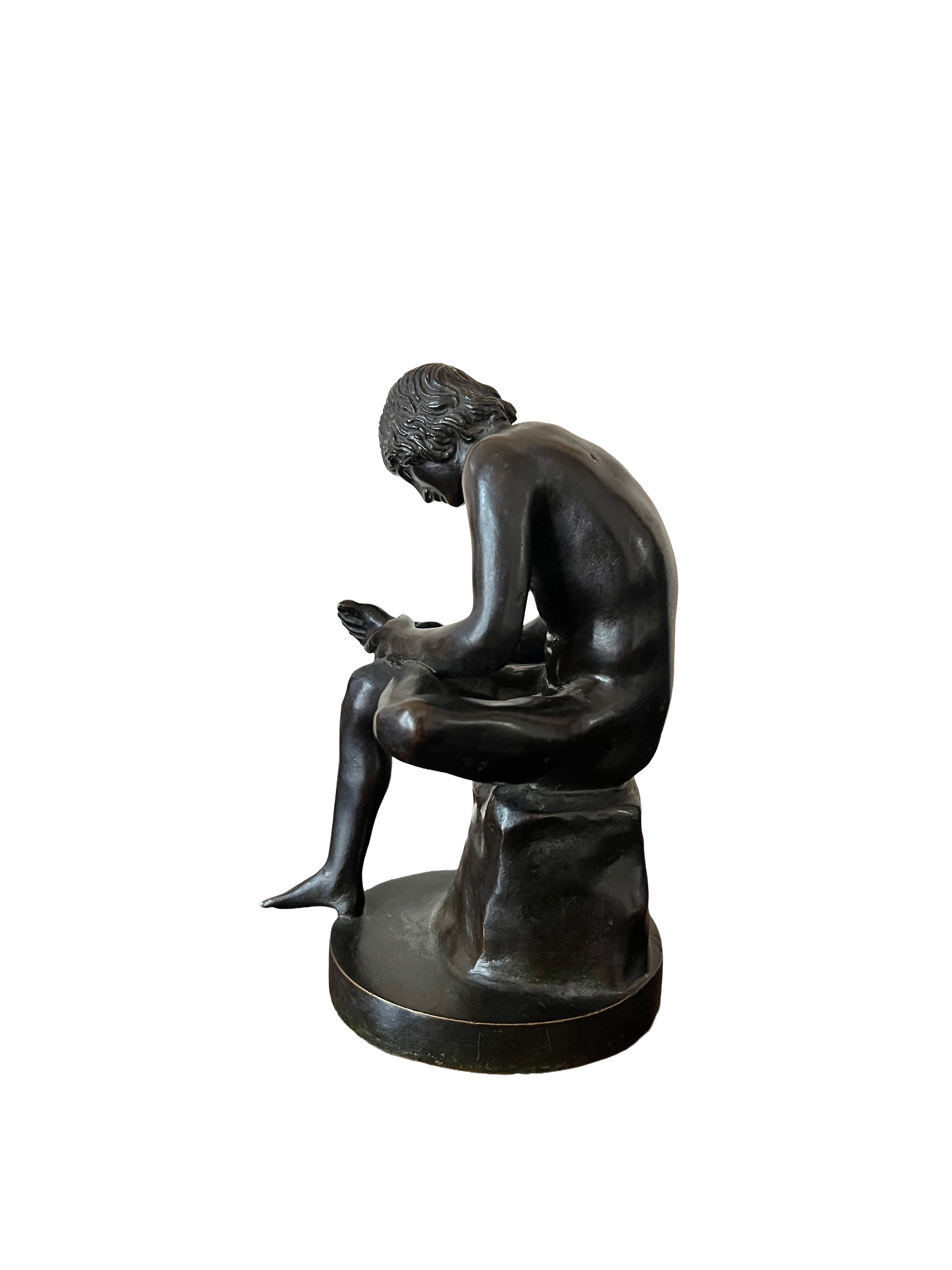 19th Century Roman Spinario Thorn Puller Grand Tour Bronze Sculpture