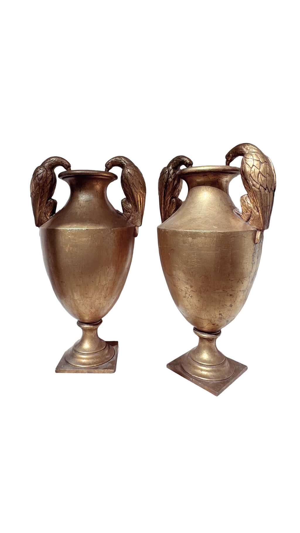 Pair of Large Gilded Decorative Urns
