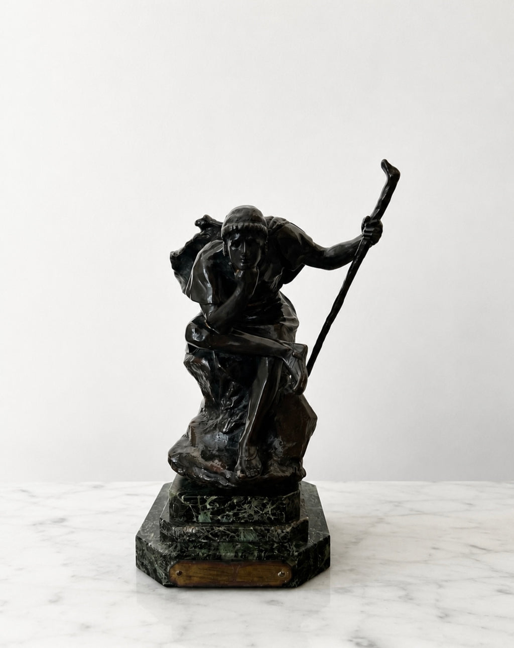 Oedipus Meditating Bronze Sculpture By Henri Daniel Contenot