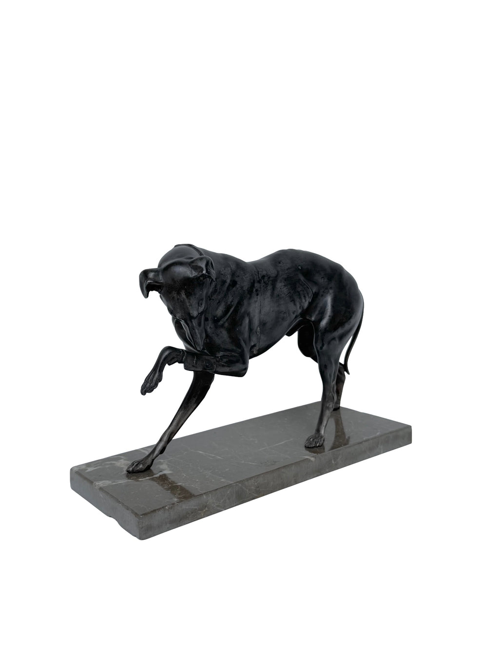 Spelter Dog On Marble Base Attributed To Pierre Jules Mene