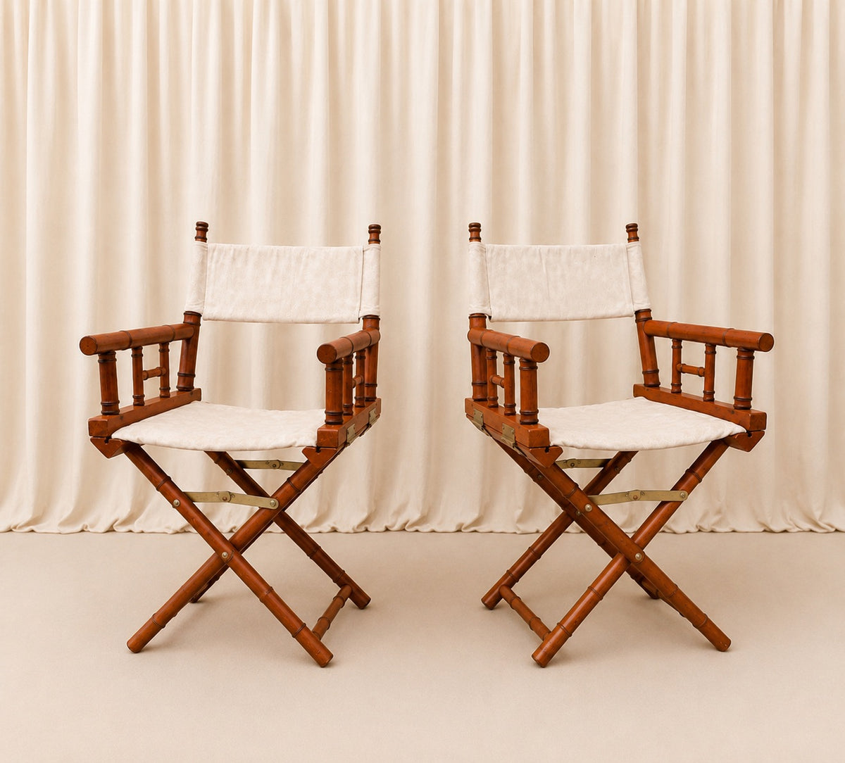 Pair of Faux Bamboo American Safari Chairs
