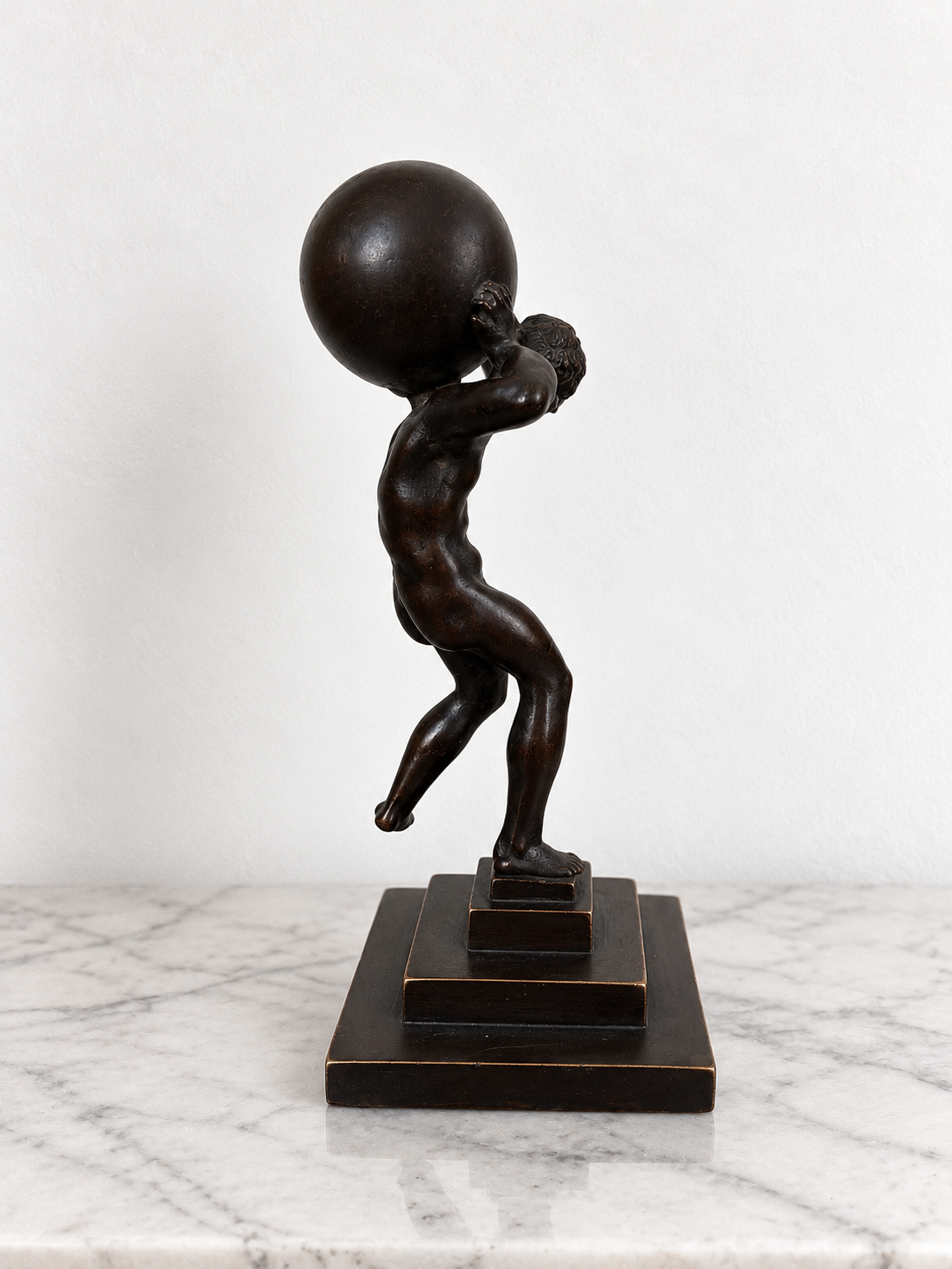 Grand Tour Bronze Atlas Holding the Globe Classical Sculpture