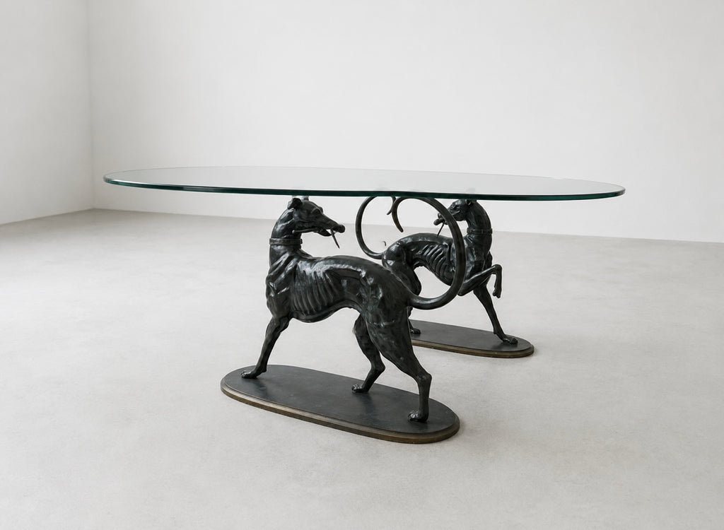 Pair of Bronze Greyhound Sculptures