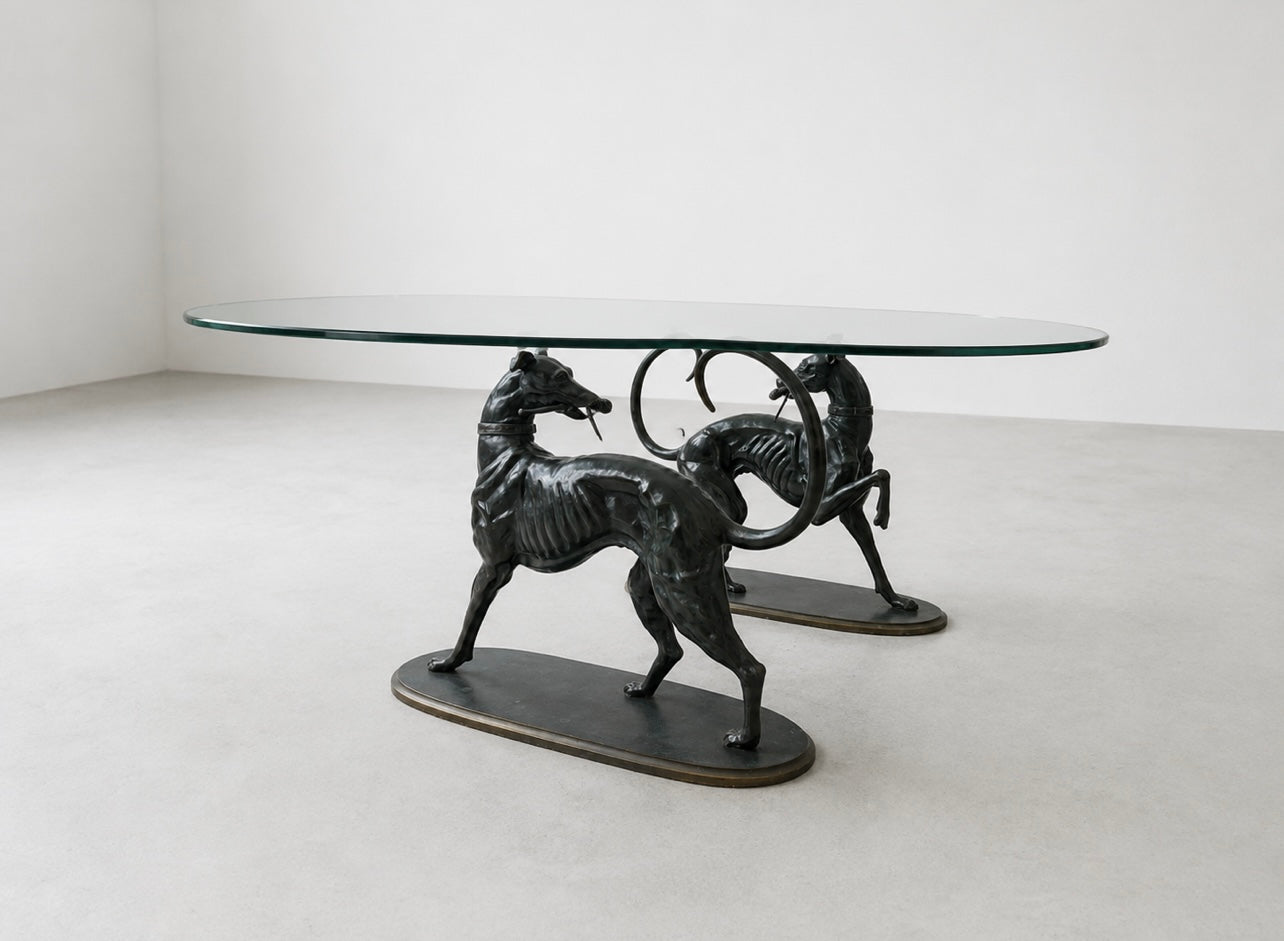 Pair of Bronze Greyhound Sculptures