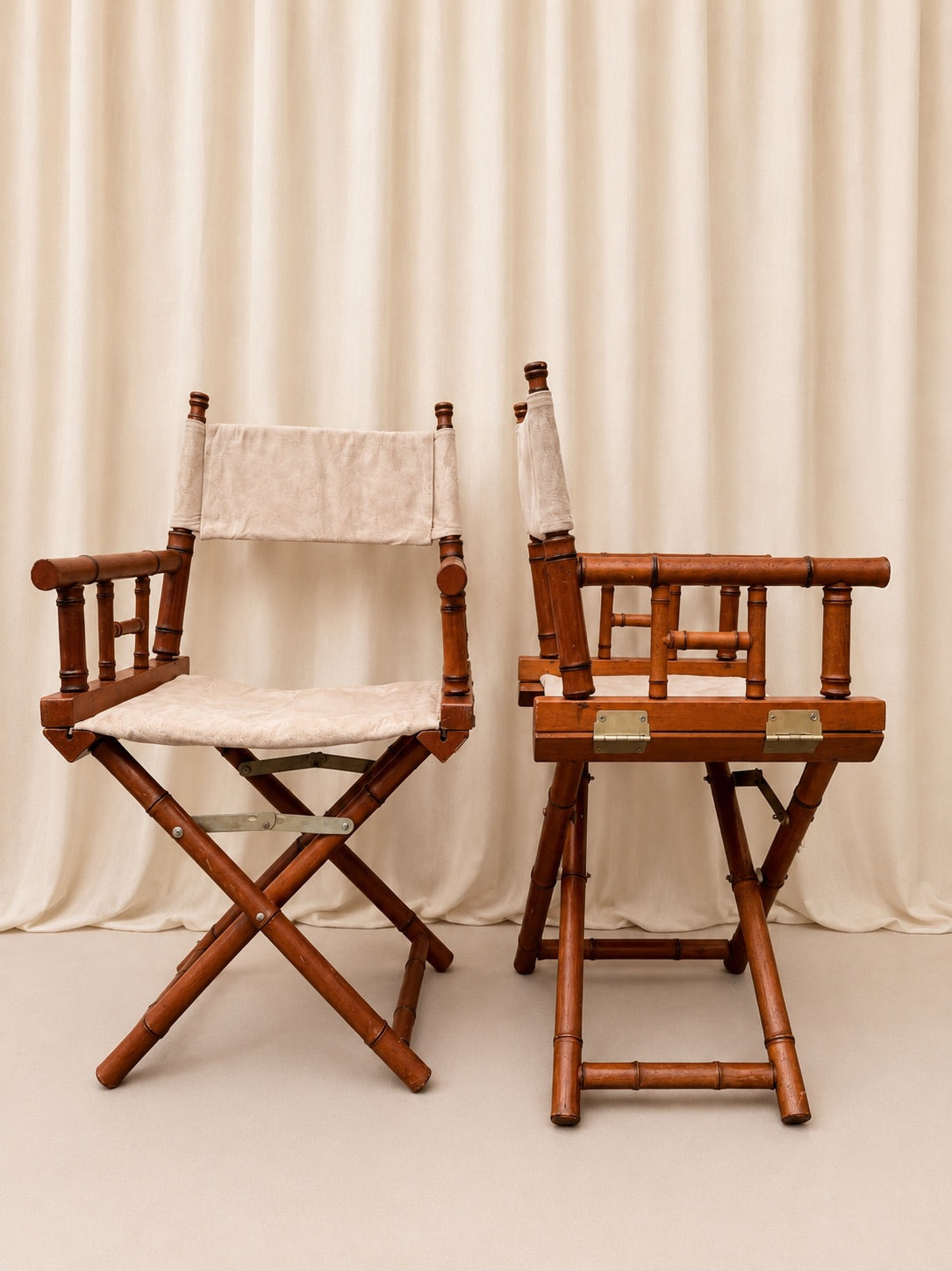 Pair of Faux Bamboo American Safari Chairs