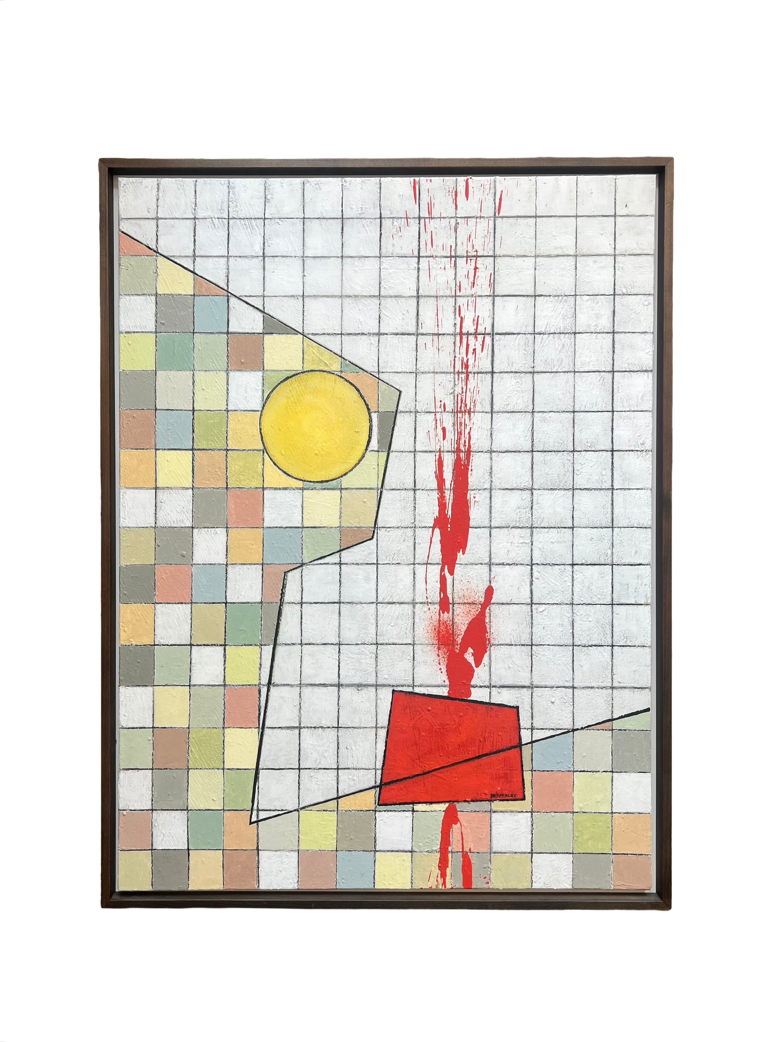Beverley Peter Meyers Large Abstract Geometric Acrylic Painting on Canvas