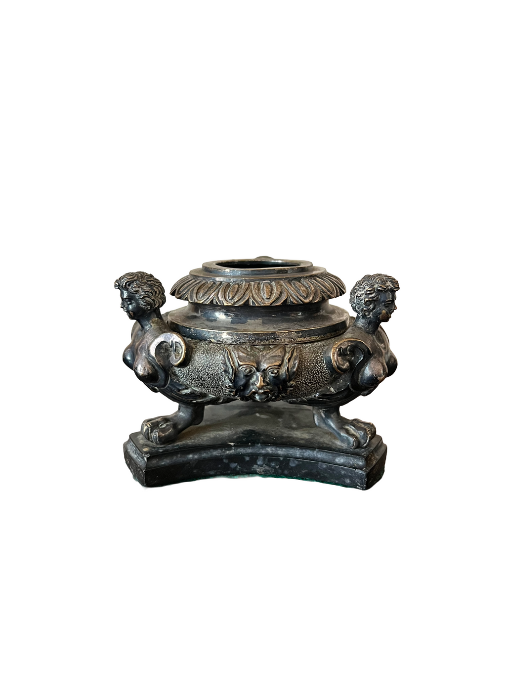 18th Century Grand Tour Silver Plated Bronze Inkwell