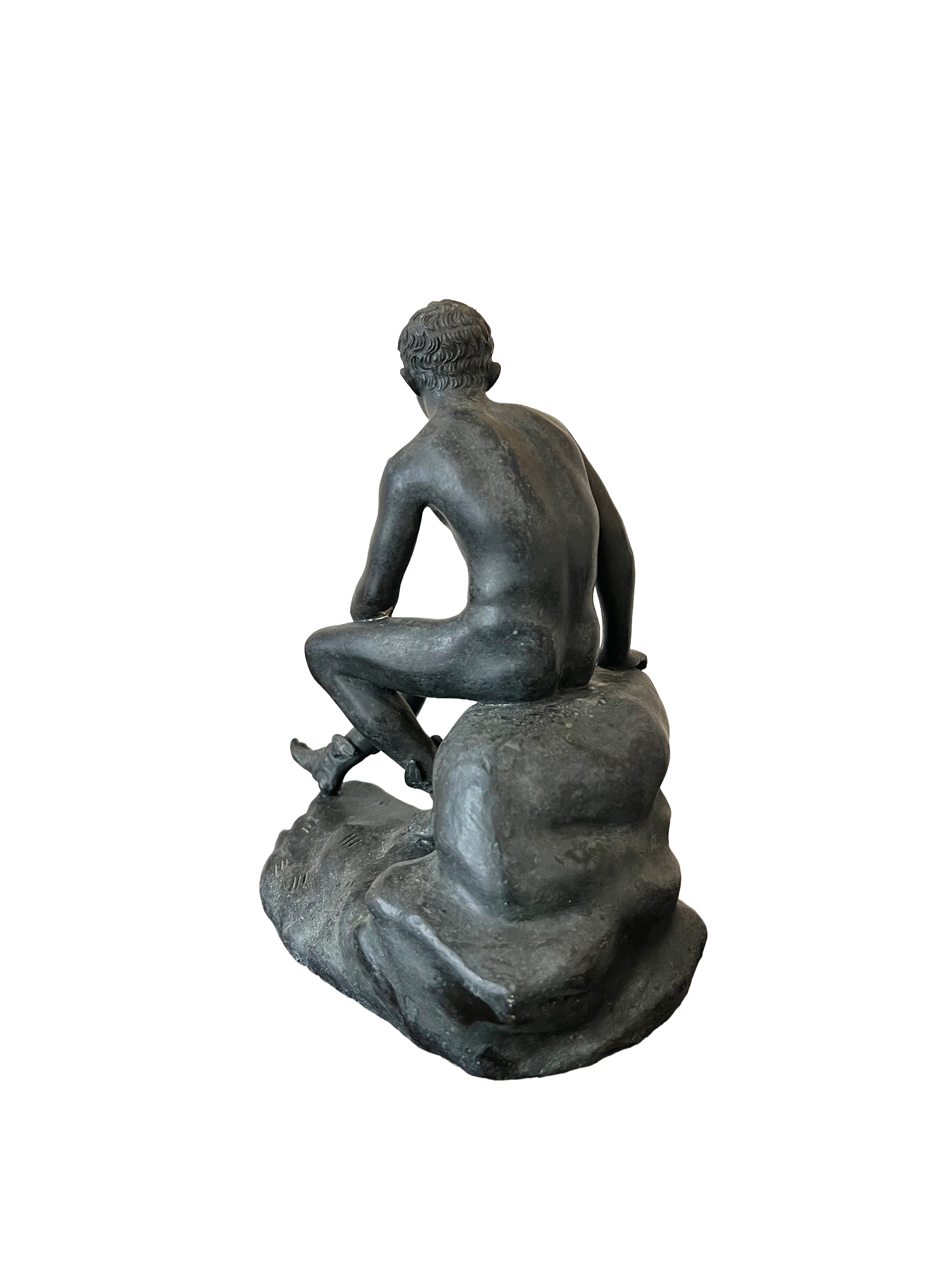 19th Century Antique Grand Tour Seated Hermes Bronze Sculpture