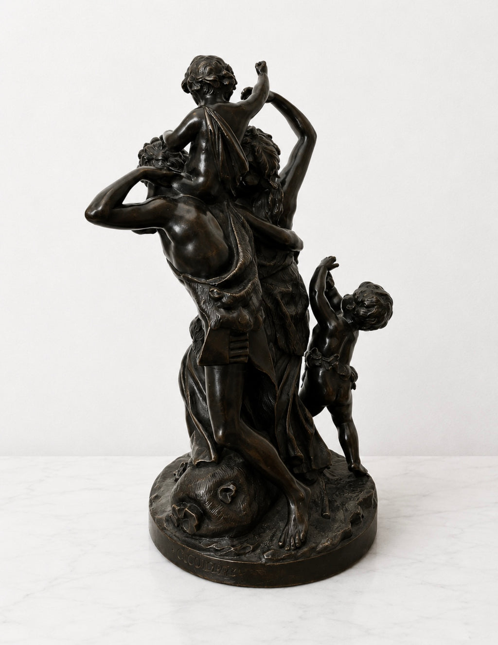 Antique French Bronze Sculpture By Clodion Bacchus Group