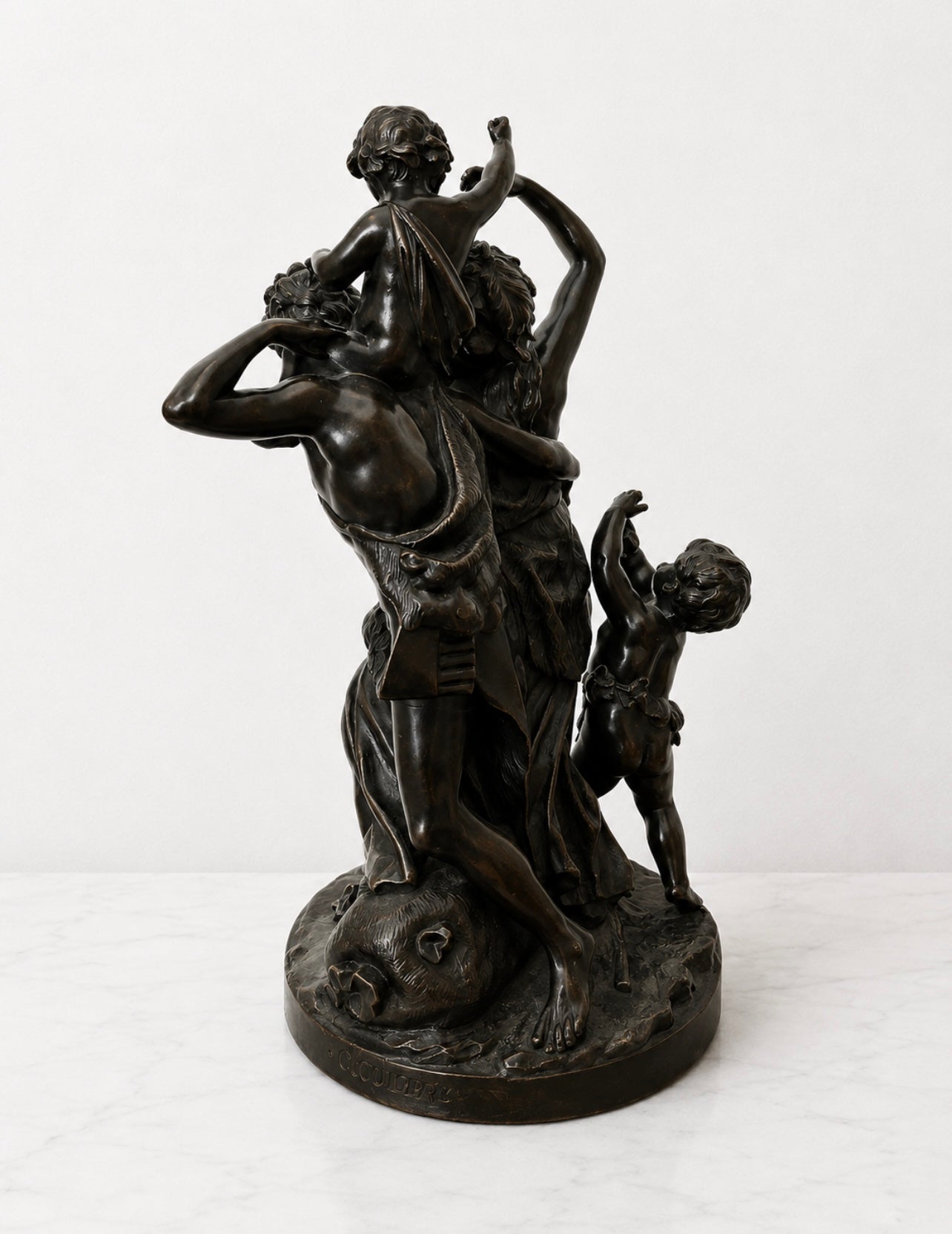 Antique French Bronze Sculpture By Clodion Bacchus Group