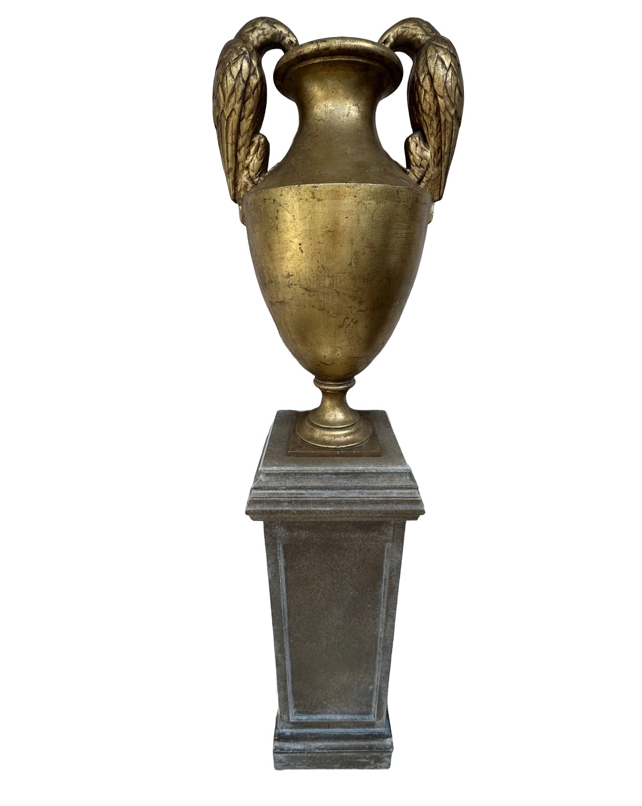 Pair of Large Gilded Decorative Urns