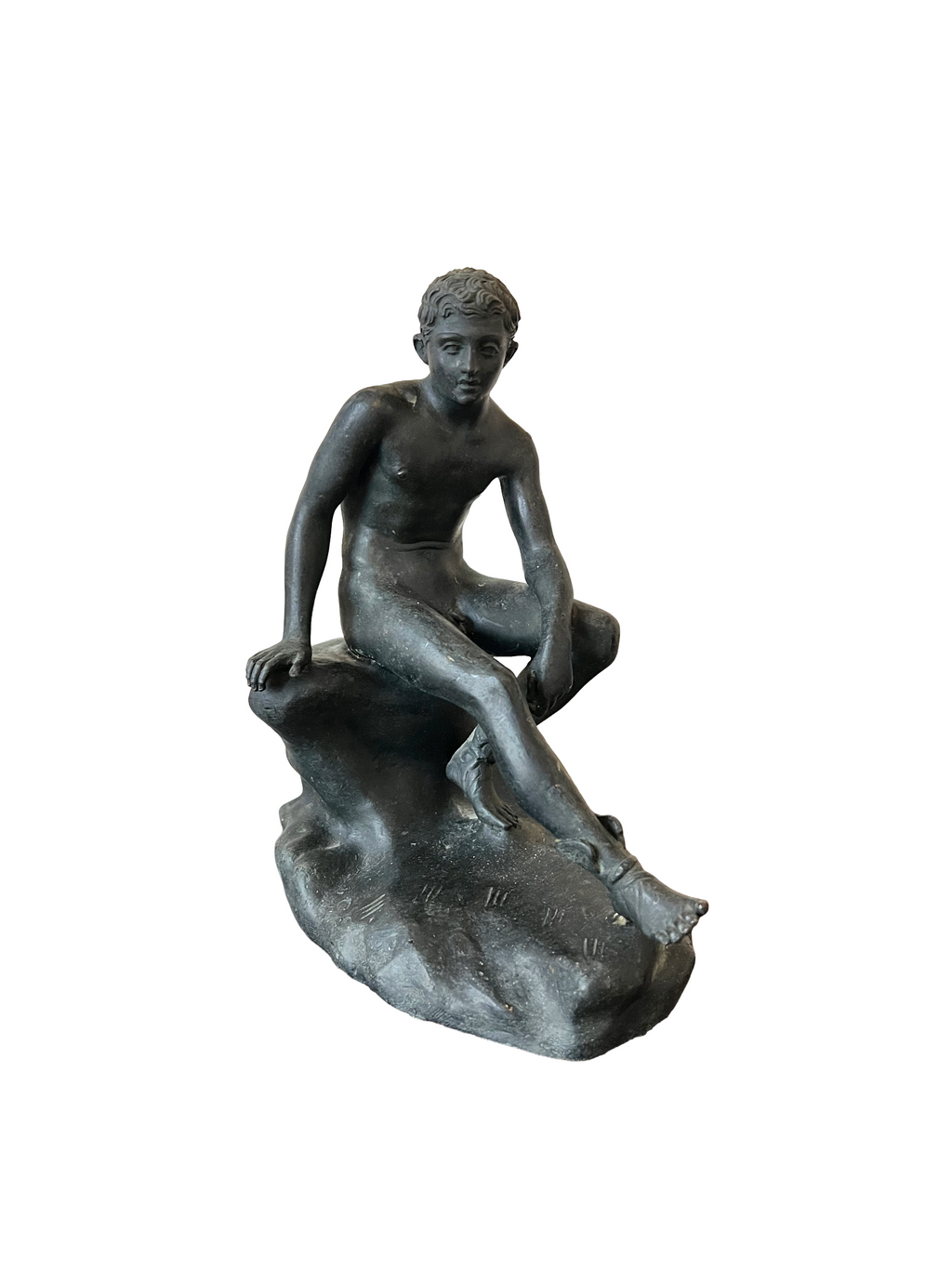 19th Century Antique Grand Tour Seated Hermes Bronze Sculpture
