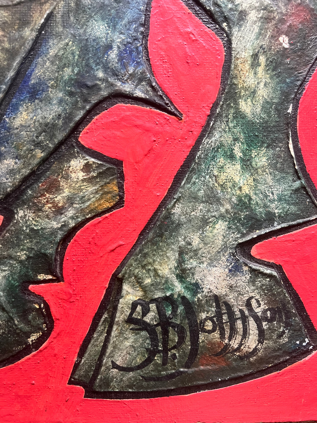 Stewart B. Johnson (1938–2019) Mixed Media Bull Painting