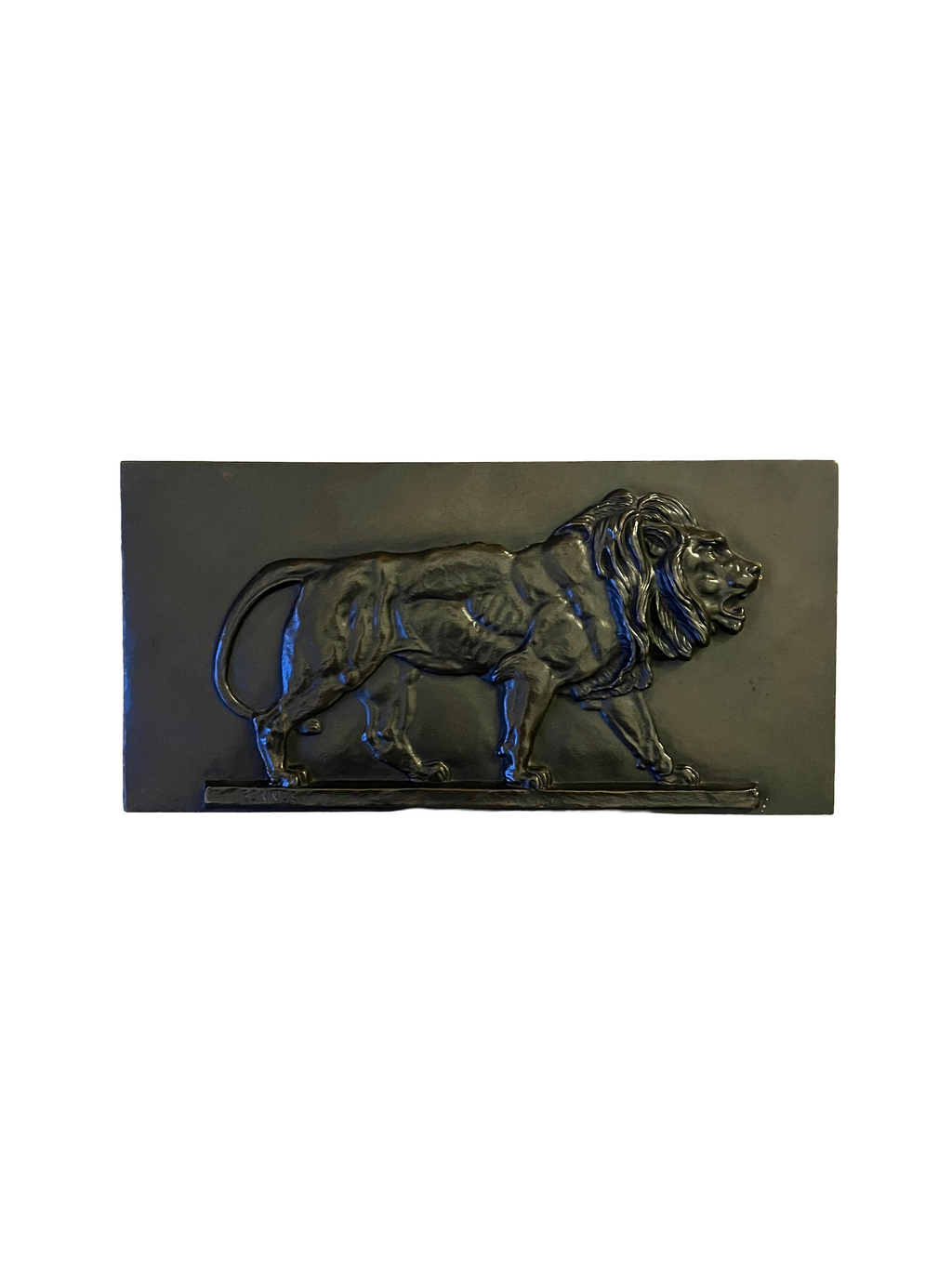 19th Century Pair Of Bronze Relief Plaques Of Lions By Bennes, After Barye.