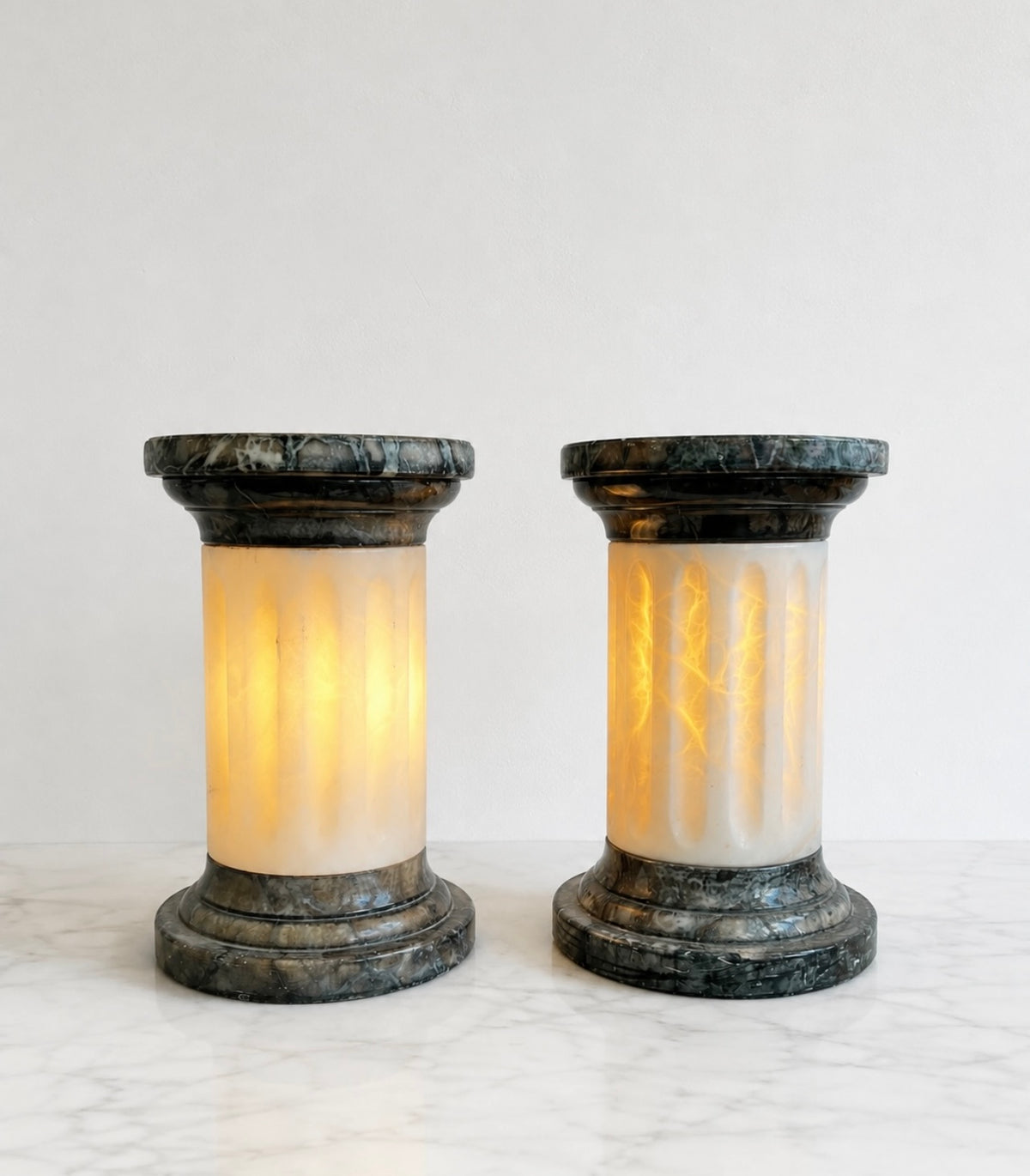 Pair of Mid-Century Alabaster Column
Lamps