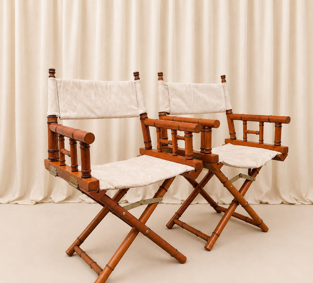 Pair of Faux Bamboo American Safari Chairs