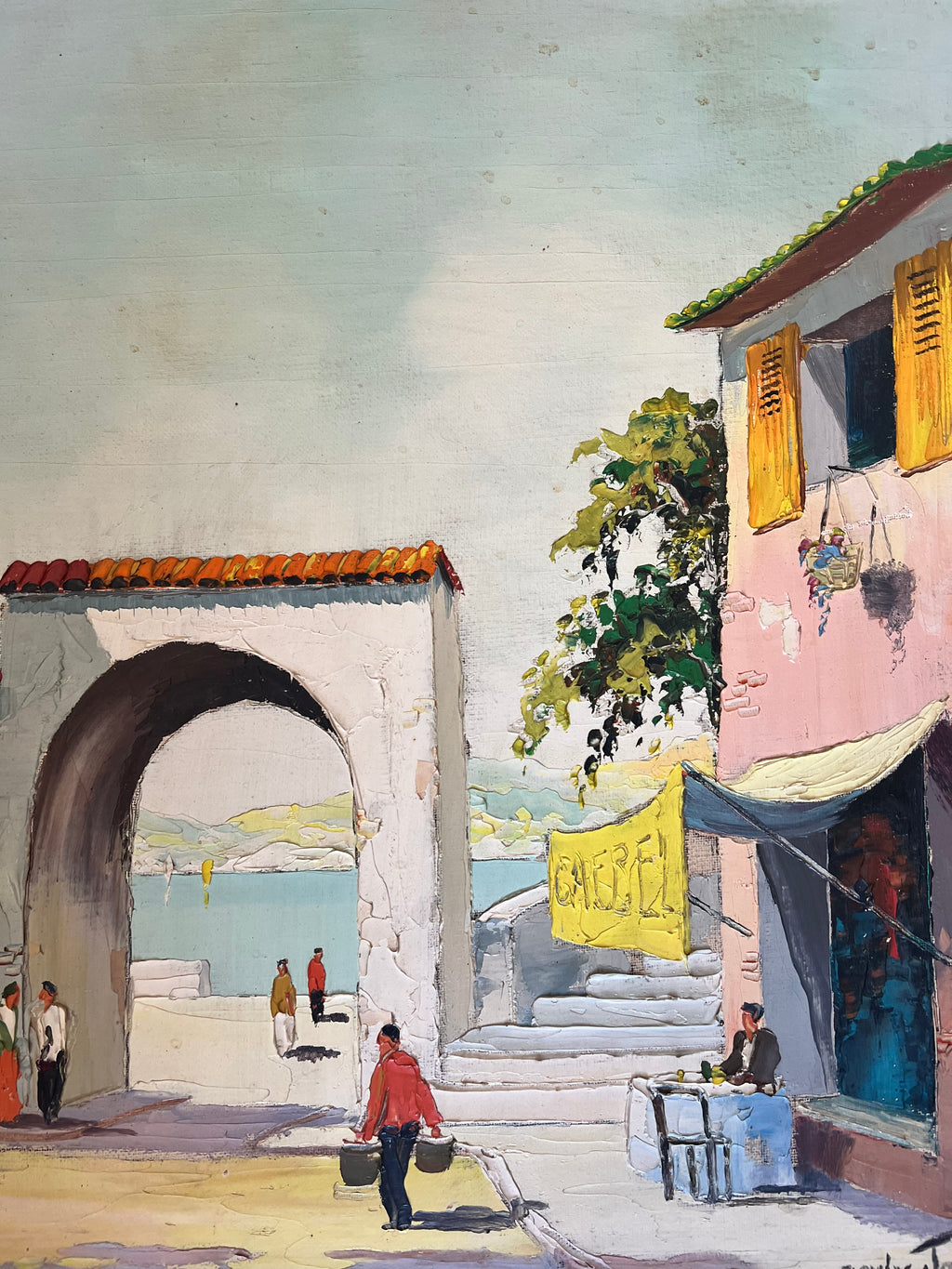 Cecil Rochfort D'Oyly-John Oil Painting On Canvas Of A Mediterranean Scene