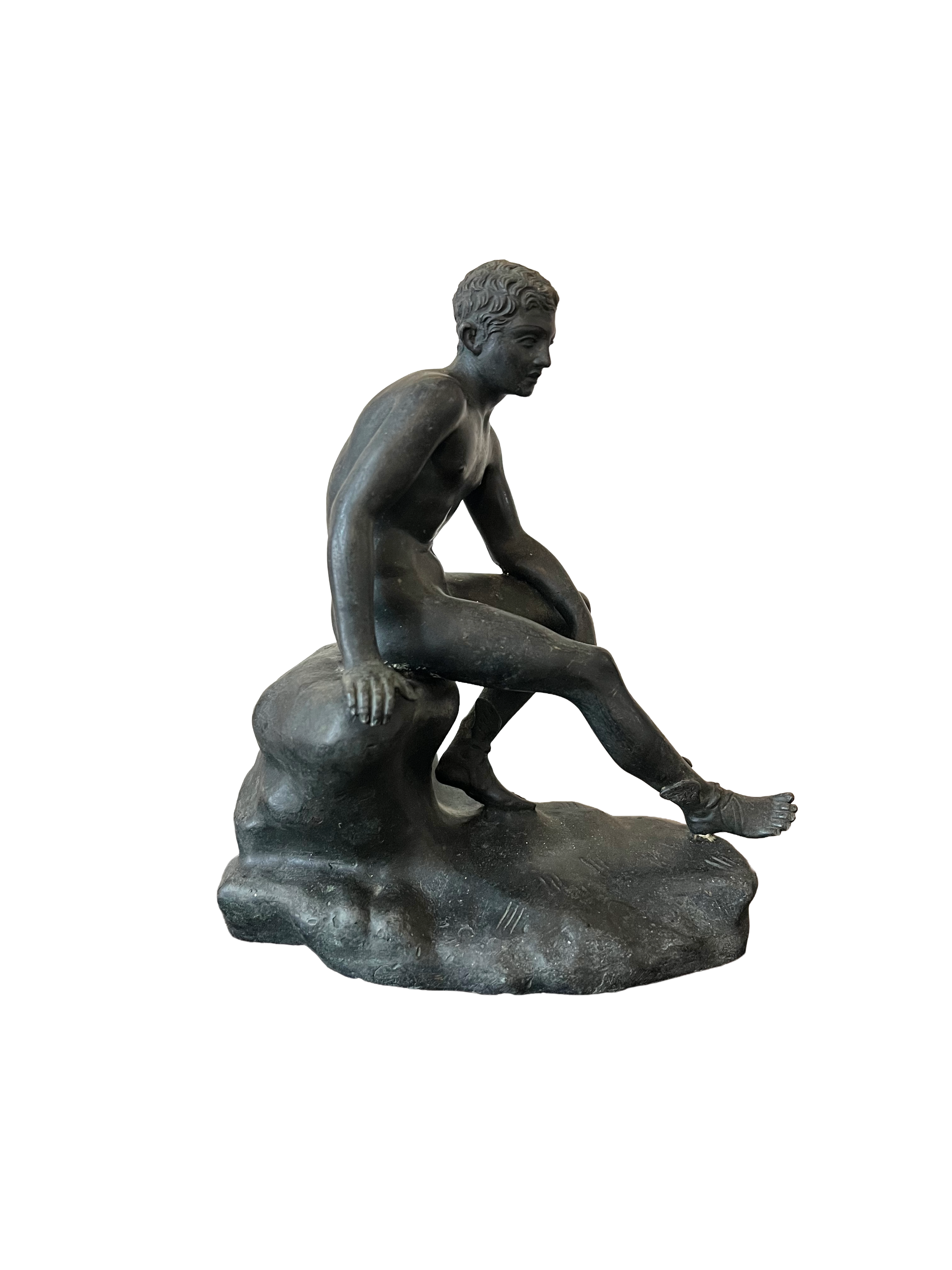 19th Century Antique Grand Tour Seated Hermes Bronze Sculpture