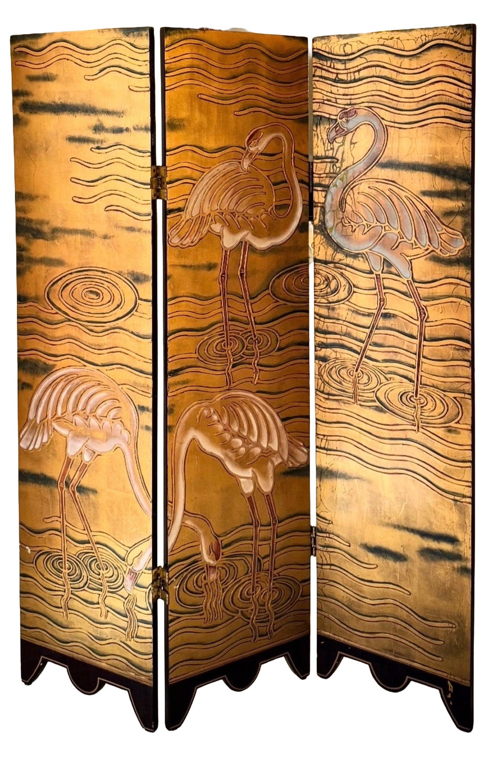 Gilded Art Deco Double Faced Folding Screen