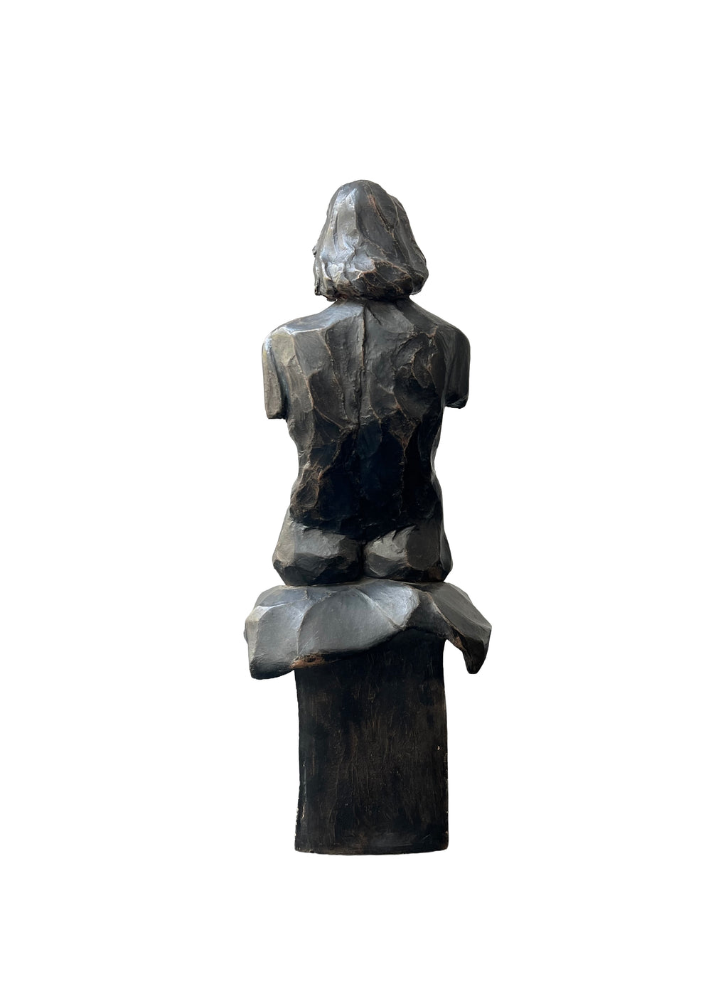 Seated Female Nude Figure Bronzed Terracotta Sculpture