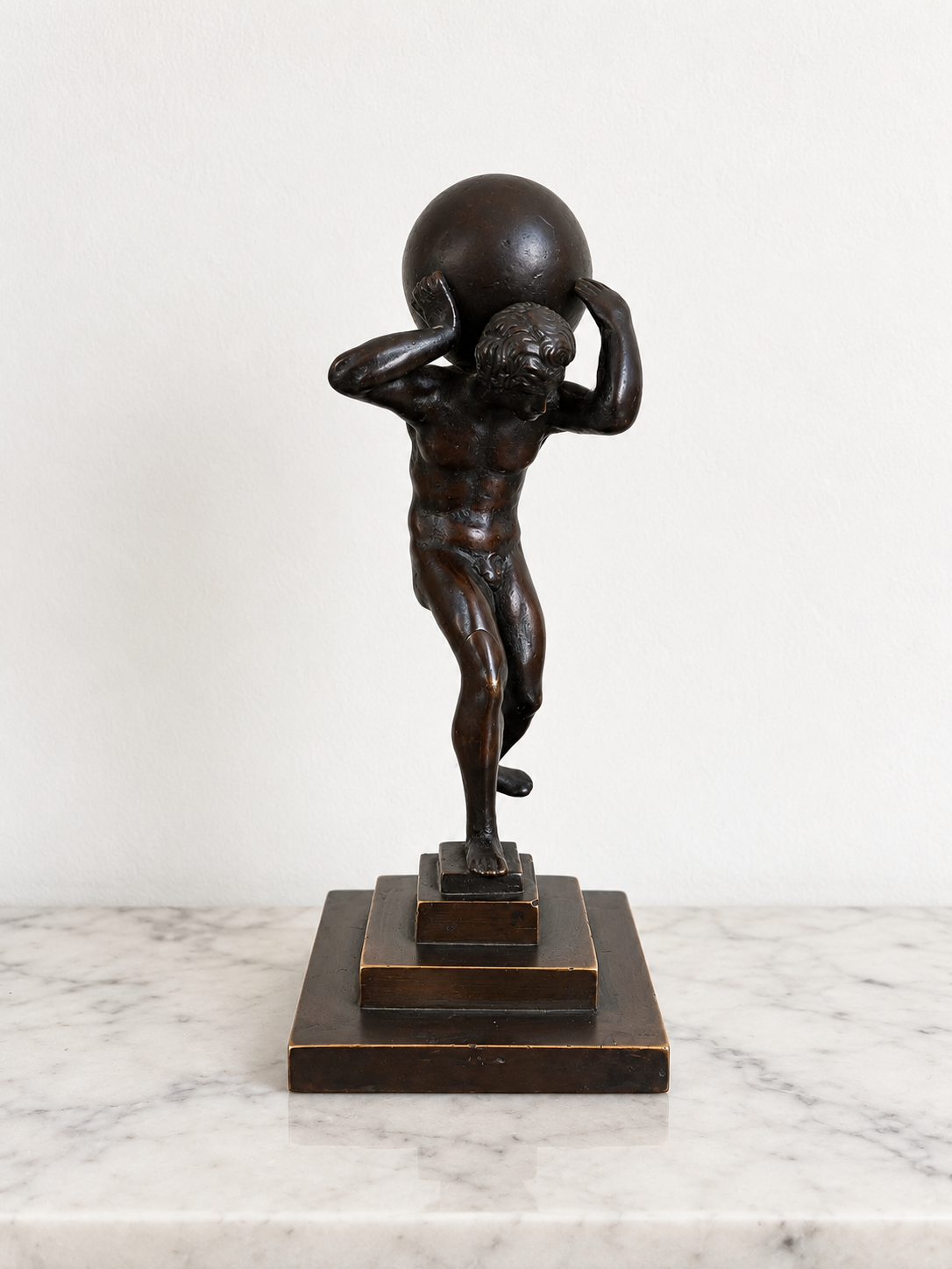 Grand Tour Bronze Atlas Holding the Globe Classical Sculpture