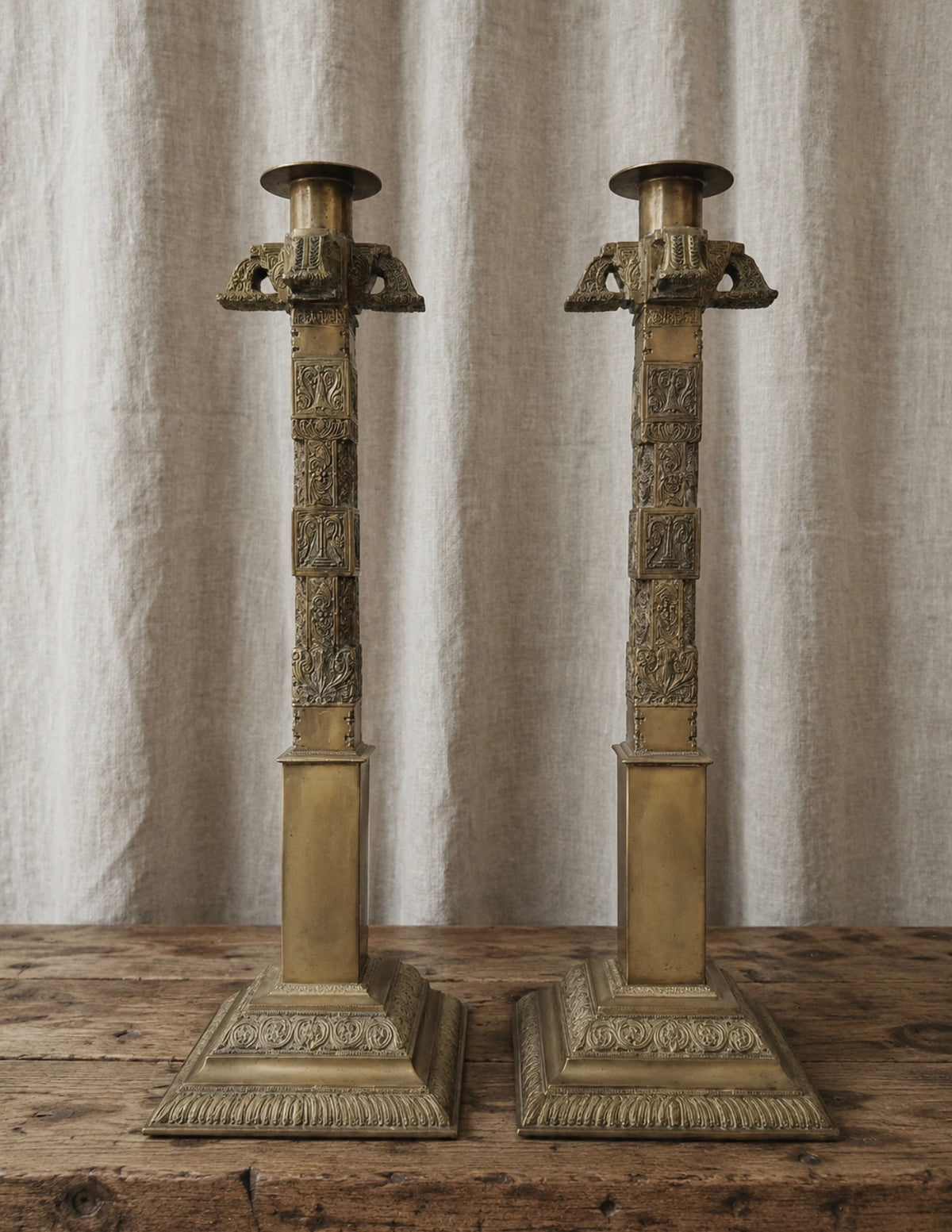 Large Pair of 19th Century Ceylonese Candle Sticks
