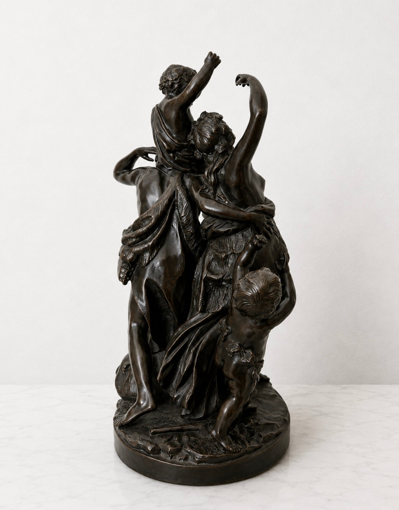 Antique French Bronze Sculpture By Clodion Bacchus Group