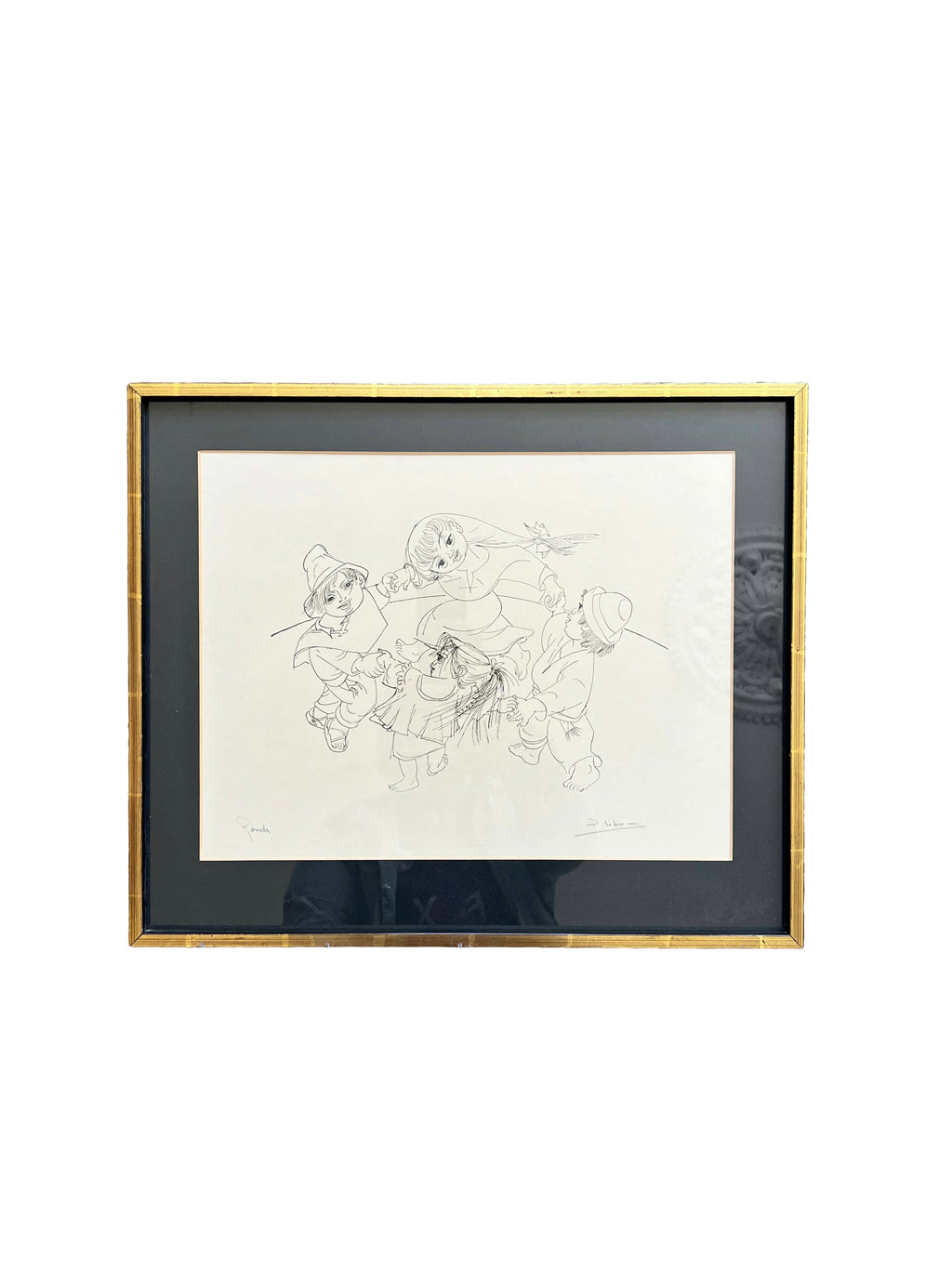 Pedro Lobos (Chile 1919-1968) Pen And Ink Drawing Of Children Playing