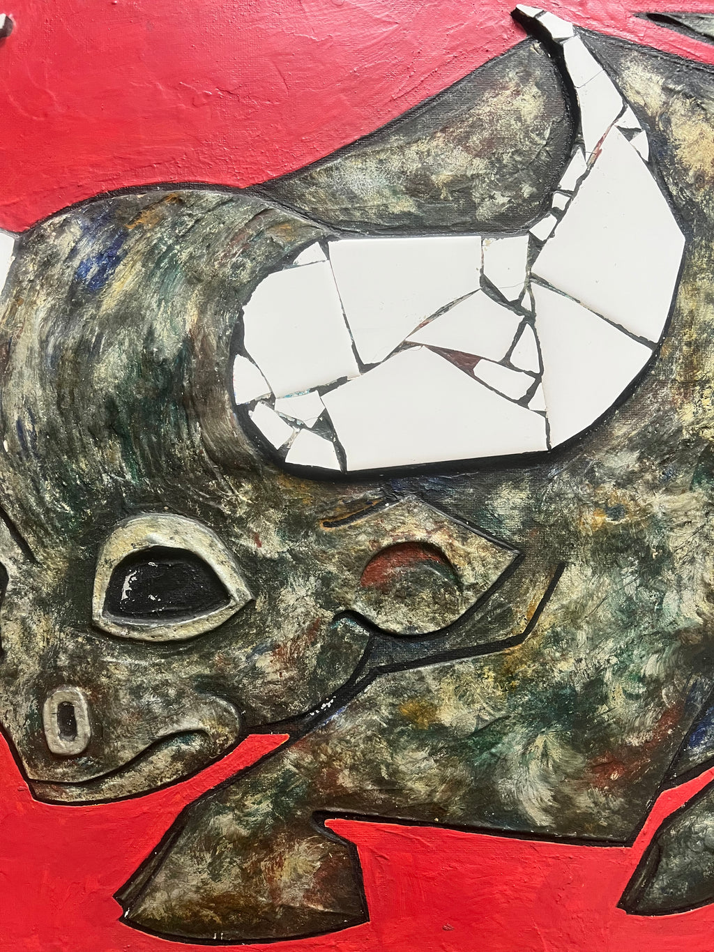 Stewart B. Johnson (1938–2019) Mixed Media Bull Painting
