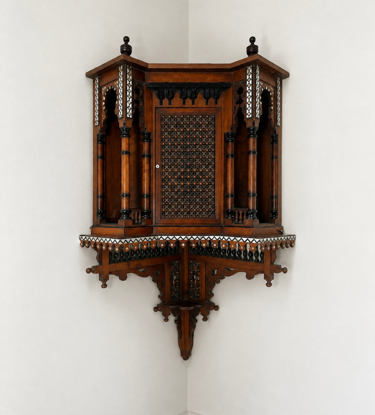 Late 19th Century Syrian Moorish Revival Hanging Corner Cabinet